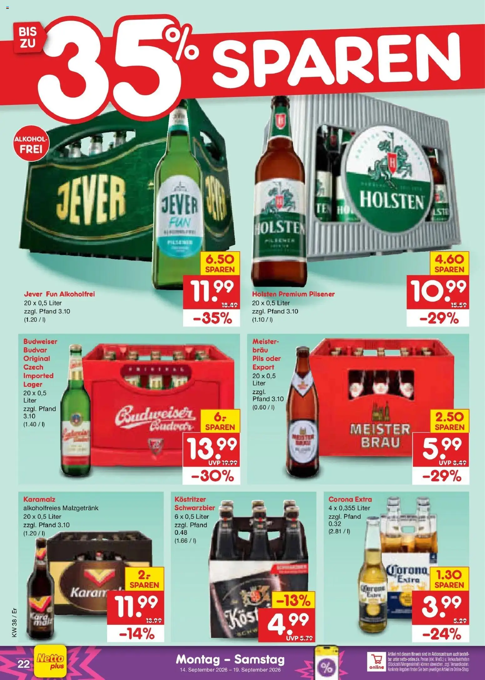 Netto Marken-Discount Prospekt Naumburg – gültig ab 14.09.2026 | Seite: 32 | Produkte: Kostritzer, Holsten, Alkohol, Jever