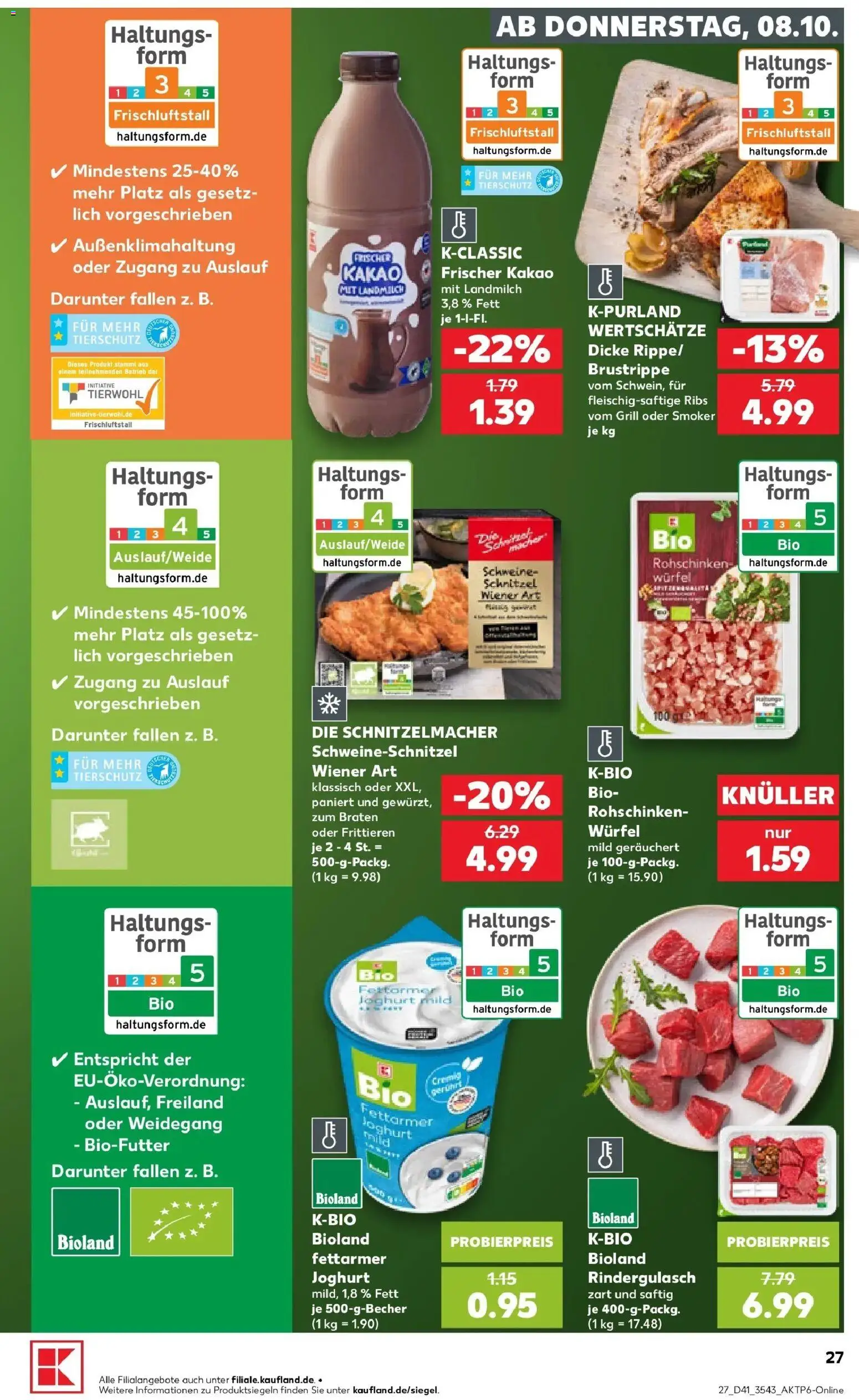 Prospekt Kaufland ab 08.10.2026 » Angebote Online zum Blättern | Seite: 27 | Produkte: Grill, Rindergulasch, Joghurt, Schnitzel