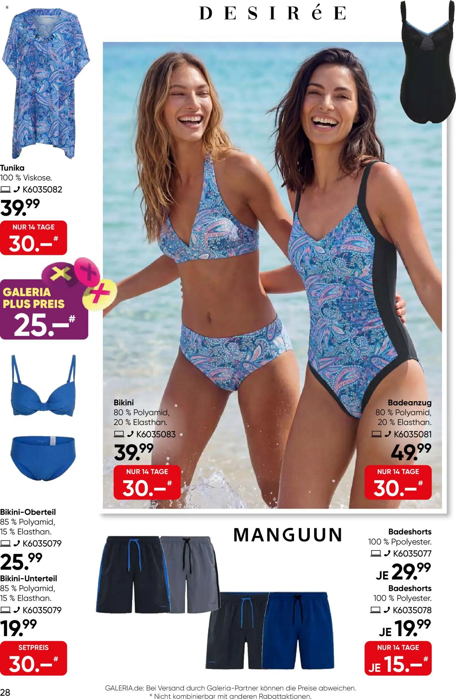Galeria Karstadt Kaufhof Prospekt – gültig ab 27.05.2026 | Seite: 28 | Produkte: Badeshorts, Bikini, Badeanzug