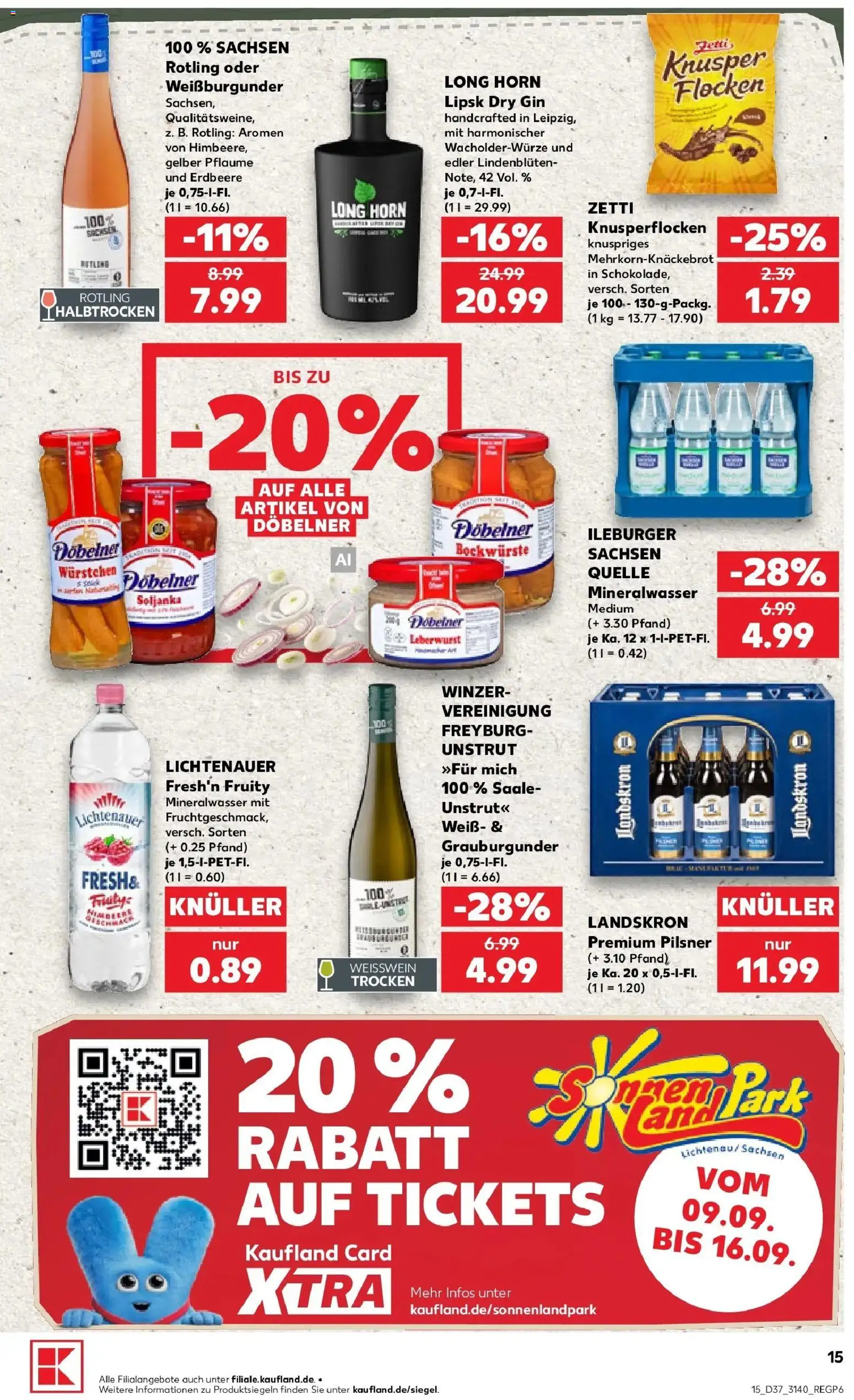 Prospekt Kaufland ab 07.09.2026 » Angebote Online zum Blättern | Seite: 24 | Produkte: Weißwein, Mineralwasser, Gin, Flocken