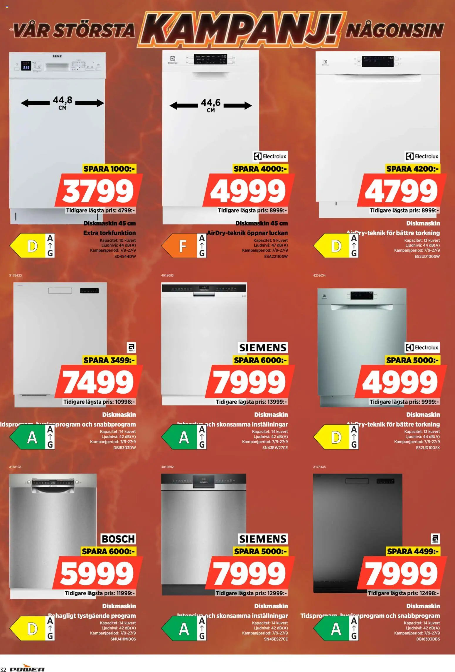 Power reklamblad aktuell från 07/09/2026 | Sida: 32 | Produkter: Diskmaskin, Kuvert