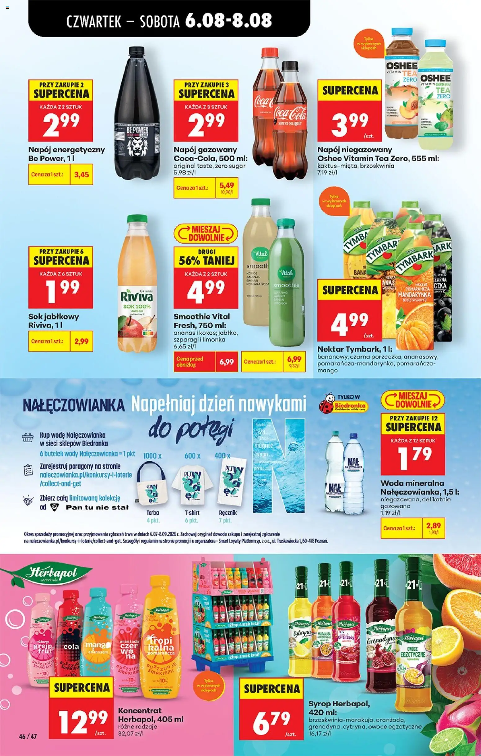 Biedronka gazetka od czwartku od 06.08.2026 | Strona: 72 | Produkty: Torba, Sok jabłkowy, Coca cola, Owoce