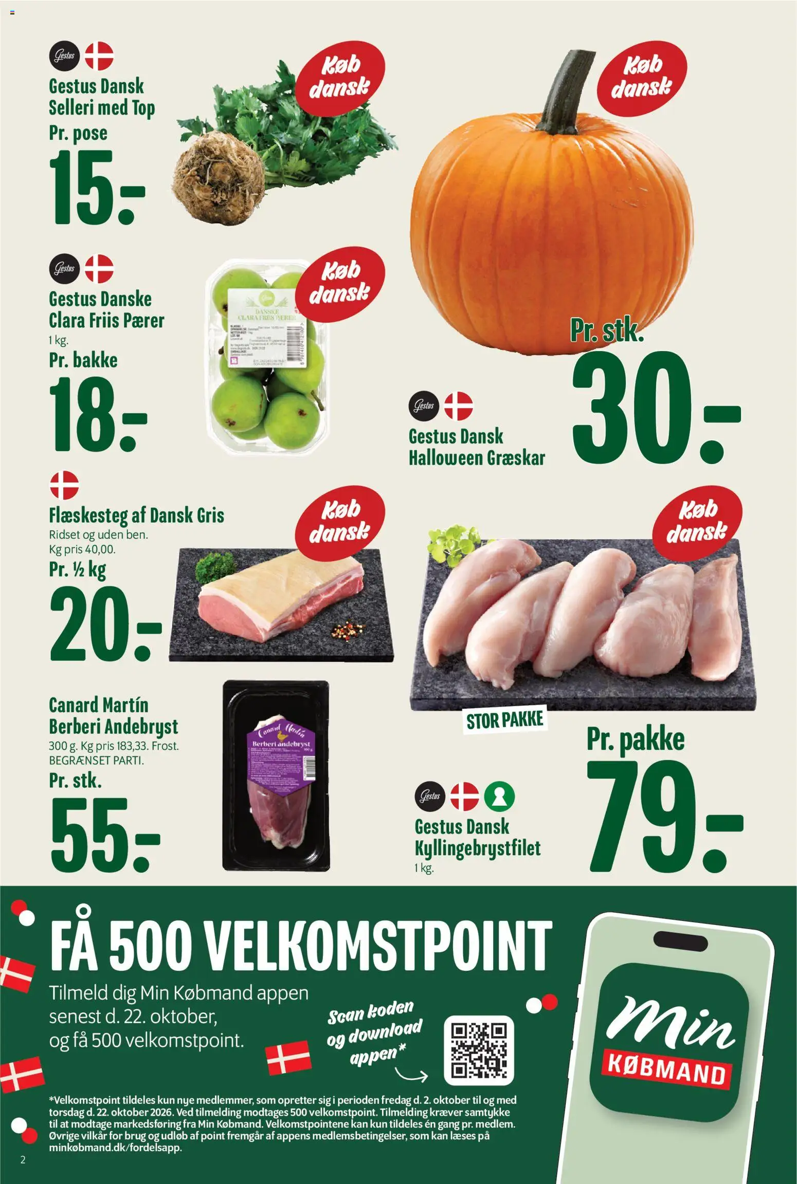 Min Købmand tilbudsavis – gyldig fra 09/10/2026 | Side: 2 | Produkter: Græskar, Selleri, Pærer, Søm