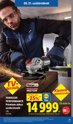 PARKSIDE PERFORMANCE Prémium akkus sarokcsiszoló, Akkus sarokcsiszoló akkumulátor és töltő nélkül - amely érvényes a következő dátumtól: 21.05.2026 | Oldal: 35