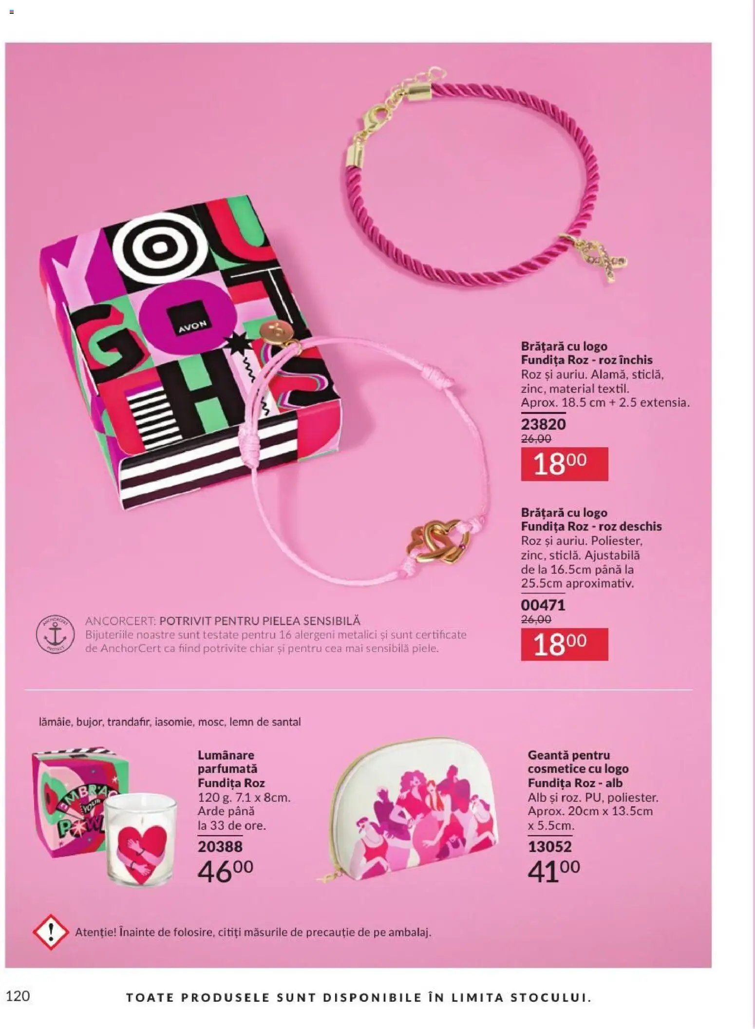 Noul catalog Avon – valabil de la 01.08.2026 | Pagină: 120 | Produse: Geantă, Brățară, Lumânare