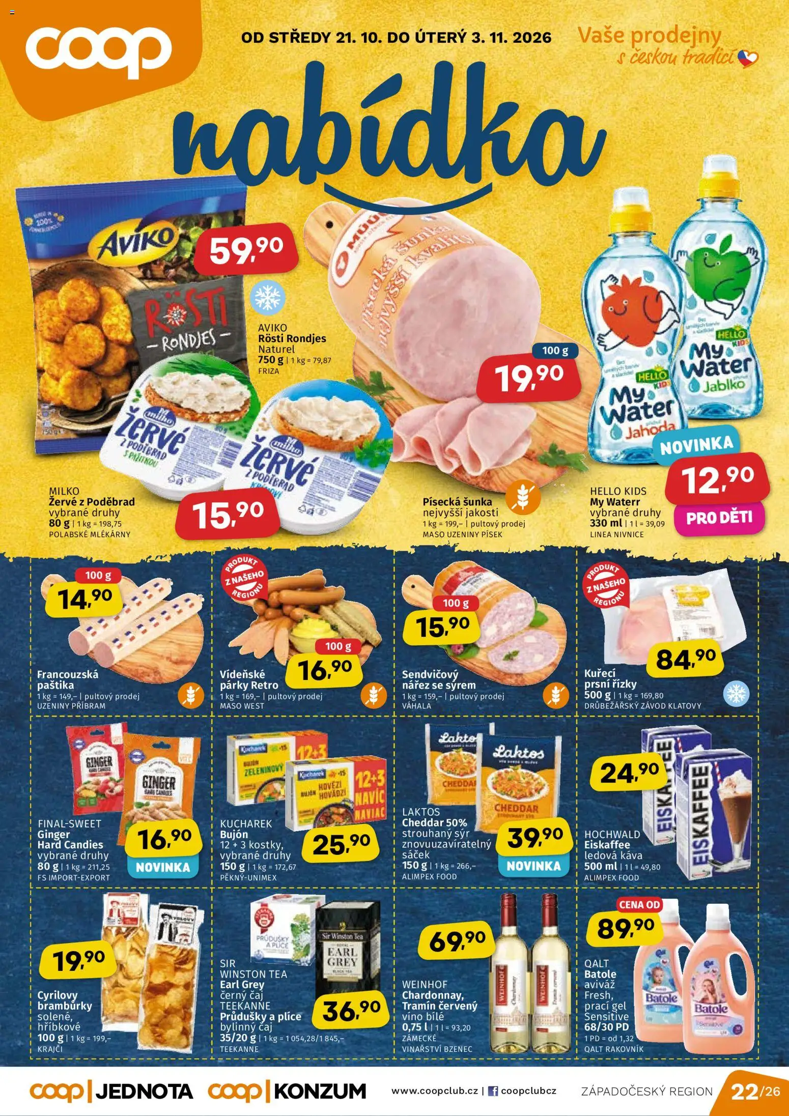 Coop leták od 21.10.2026 | Strana: 1 | Produkty: Prací gel, Párky, Uzeniny, Bylinný čaj