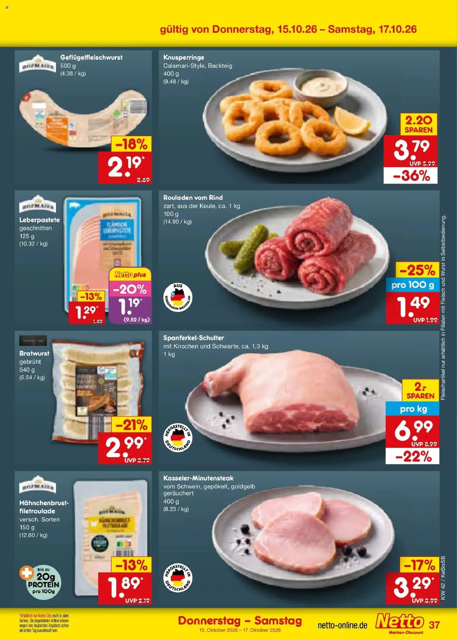 Netto Marken-Discount Prospekt Kruft (ab 12.10.2026) » Angebote | Seite: 51 | Produkte: Bratwurst, Wurst, Fleisch, Hahnchenbrust