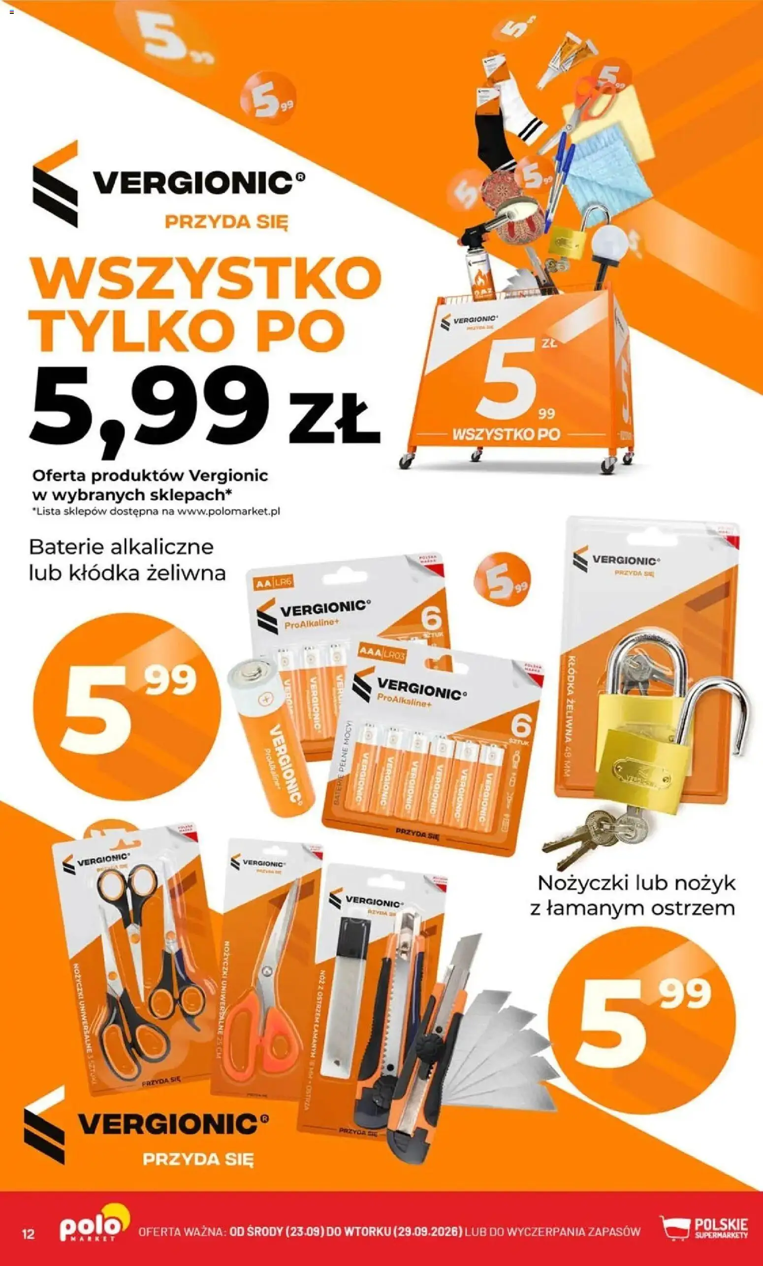 Nowa POLOmarket gazetka od jutra 23.09.2026 | Strona: 12 | Produkty: Nożyk, Baterie