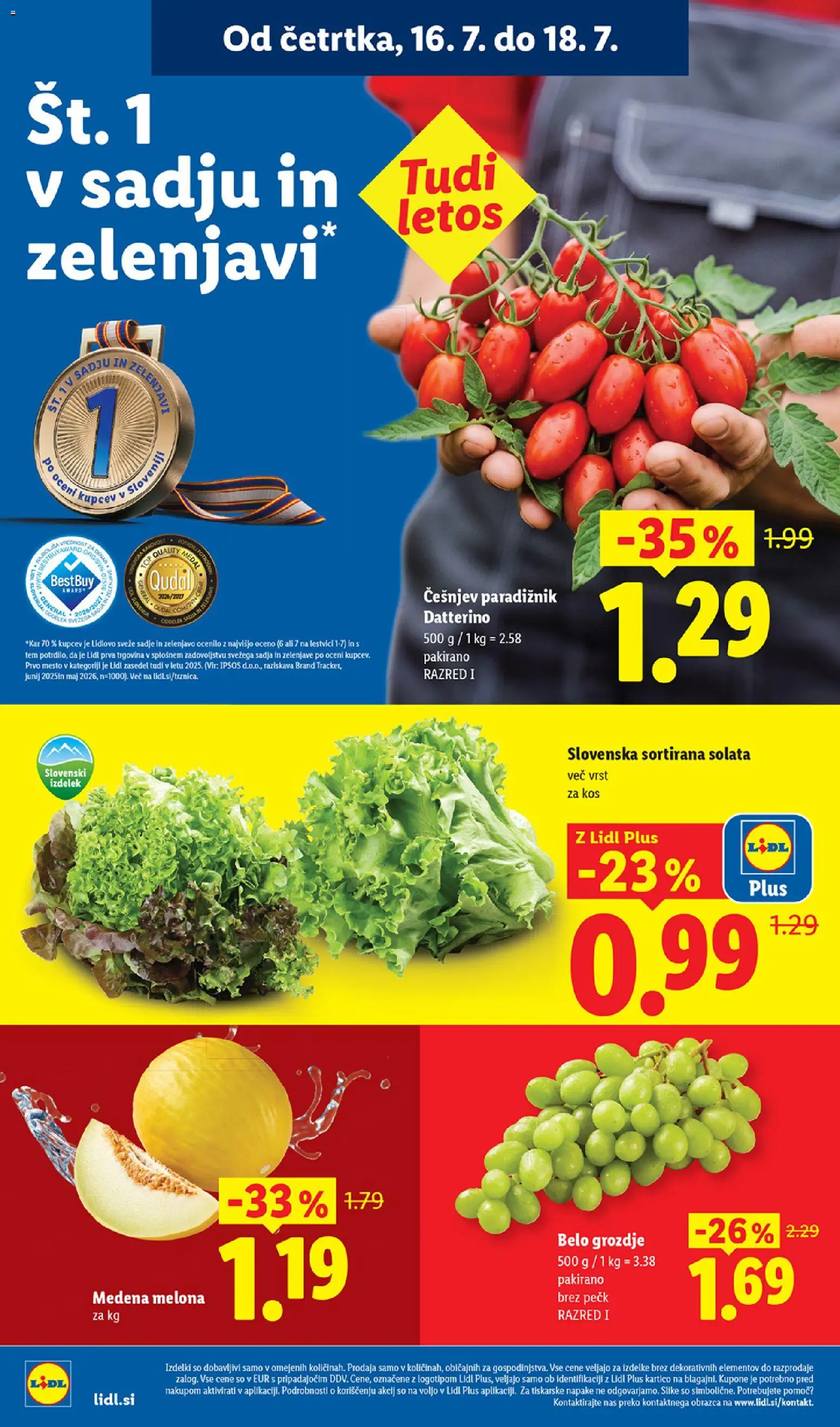 Novi Lidl katalog ponudbe – veljaven od 16.07.2026 | Stran: 4 | Izdelki: Češnjev paradižnik, Kos, Solata, Sadje