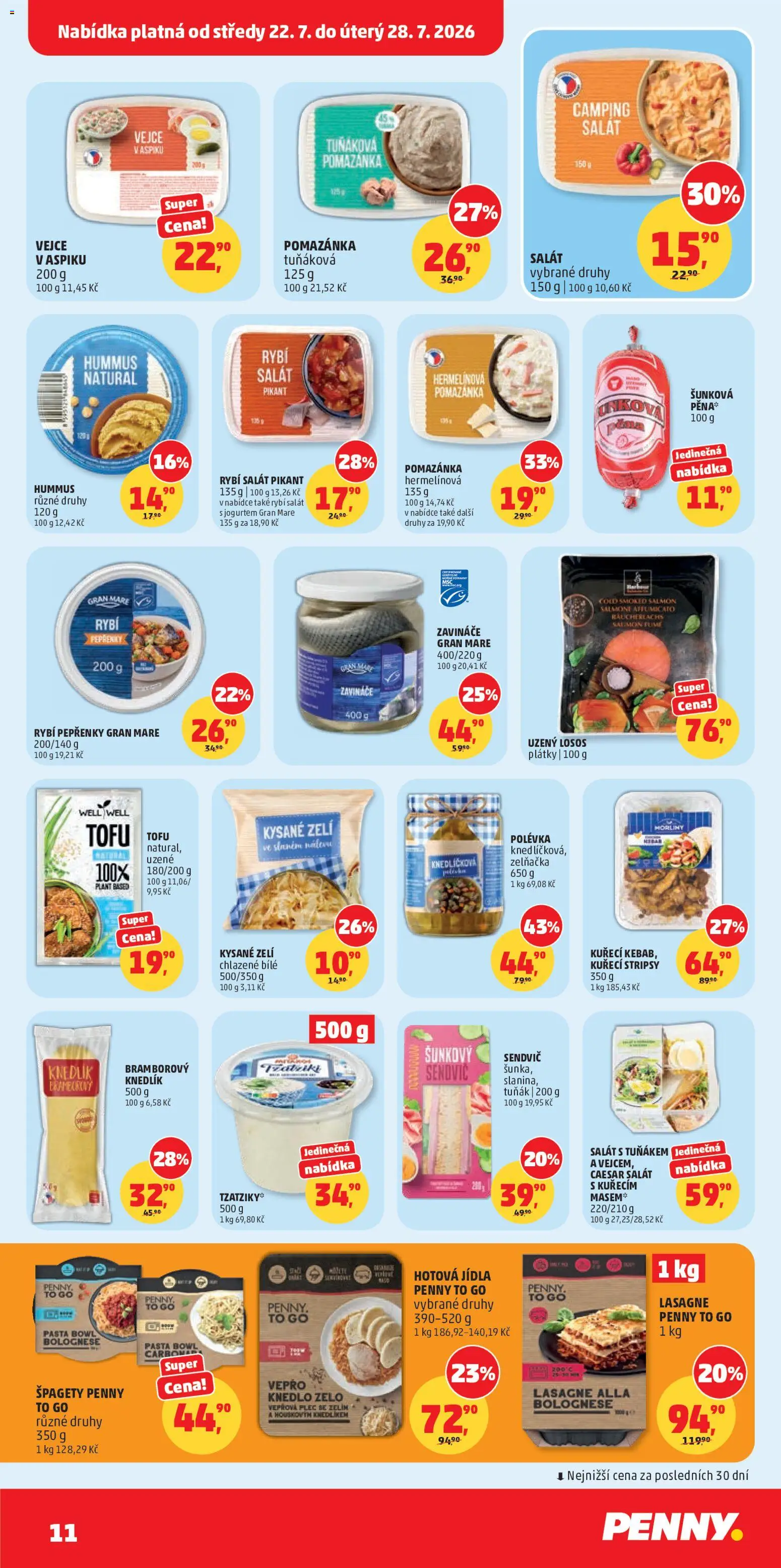 Penny Market leták od 22.07.2026 | Strana: 11 | Produkty: Tuňák, Vejce, Salát, Vepřová plec