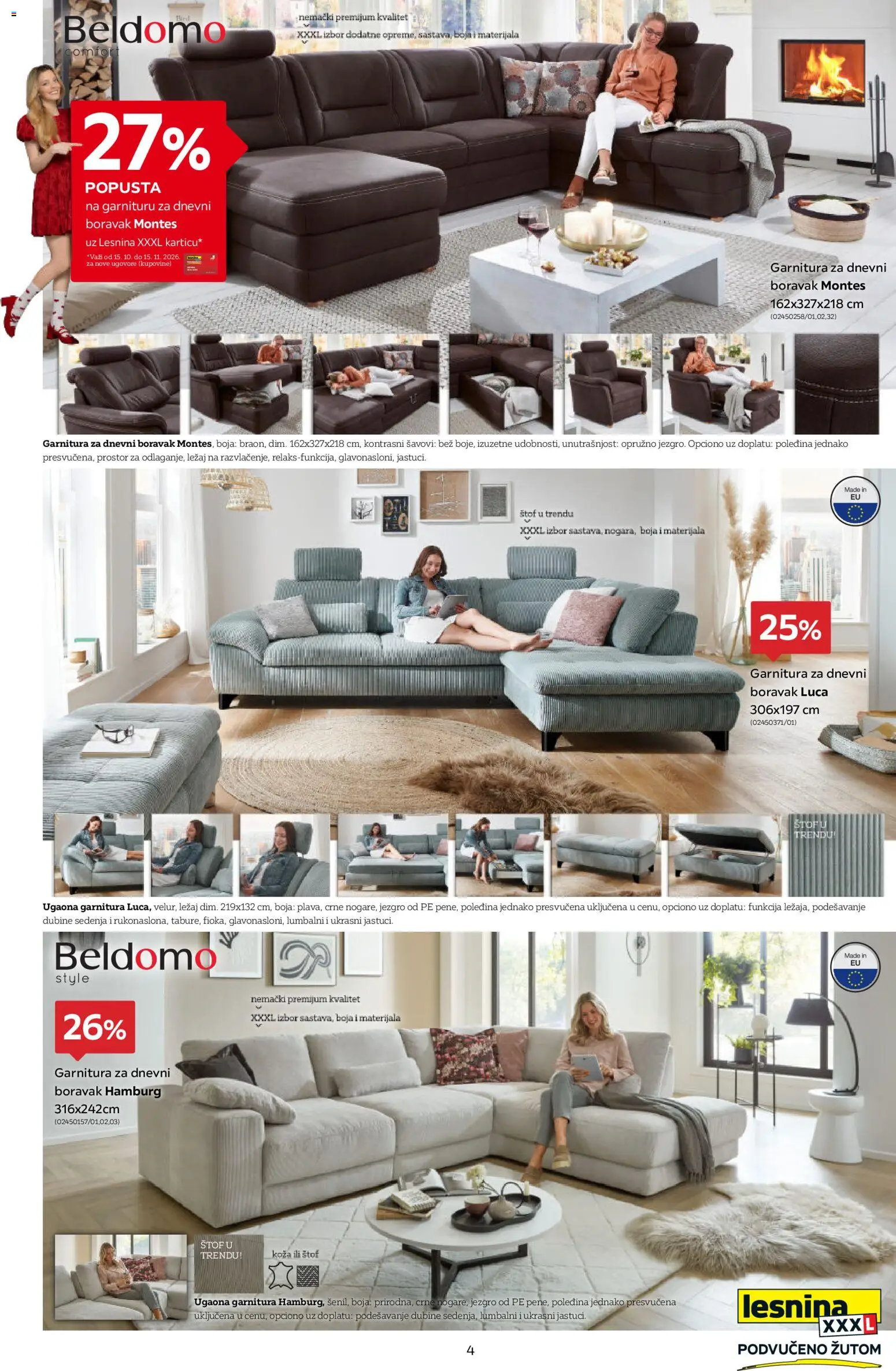 Lesnina XXXL katalog - važi od 15.10.2026 | Strana: 4 | Proizvode: Ugaona garnitura