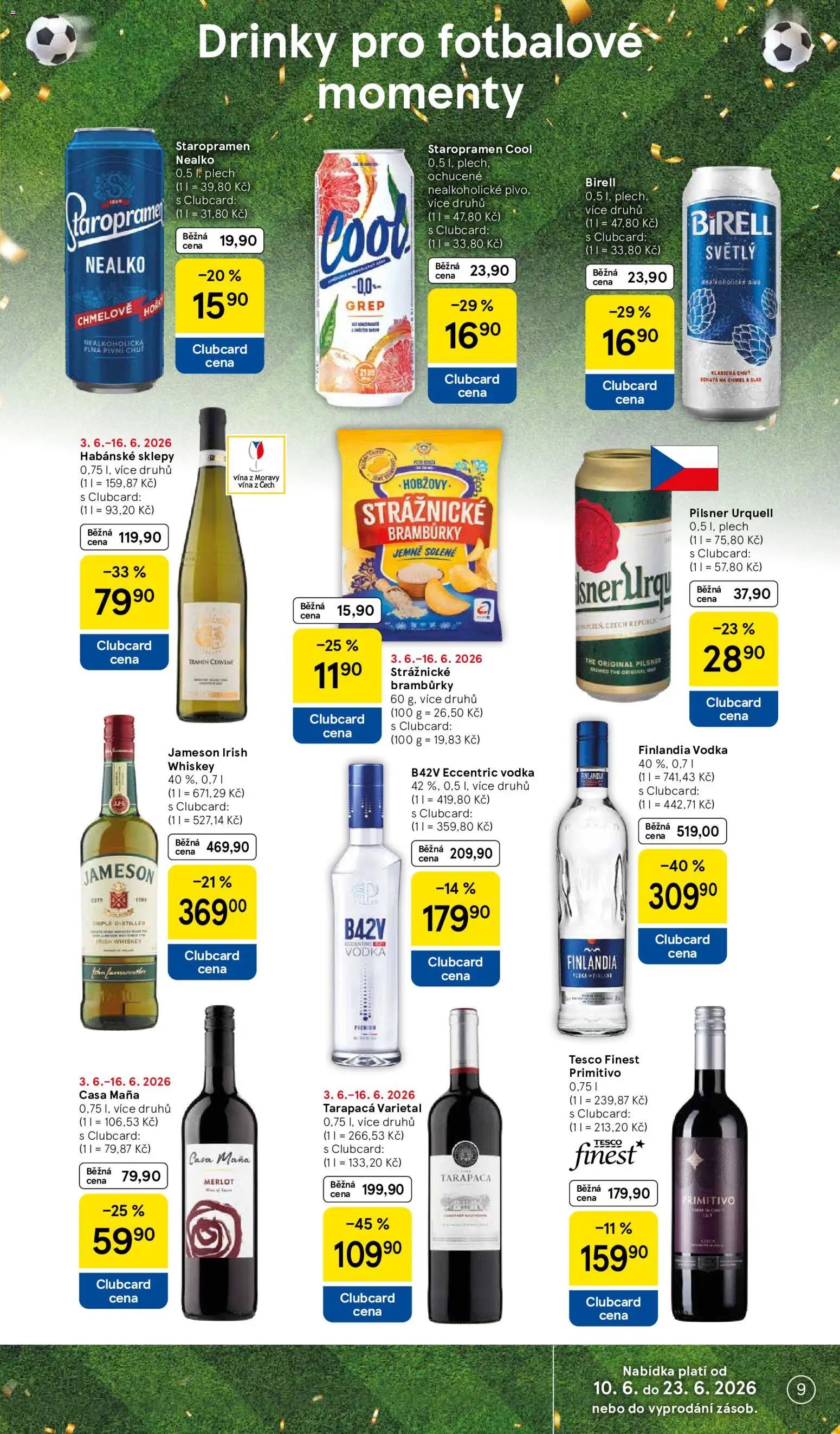 Tesco leták - Supermarket od 10.06.2026 | Strana: 9 | Produkty: Jameson, Bramburky, Plech, Vodka 42