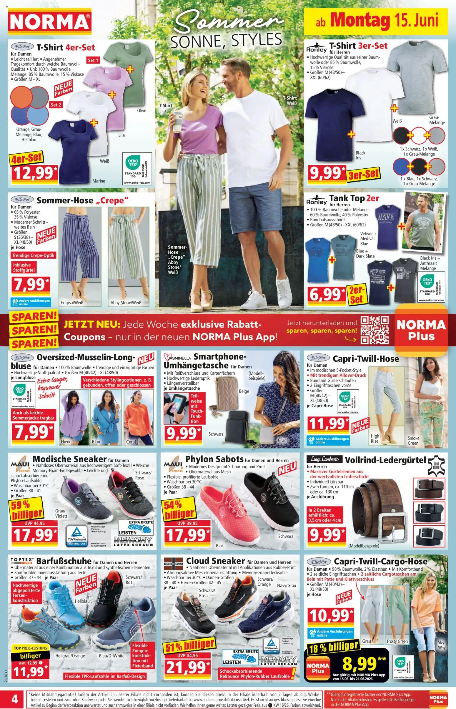 Norma Prospekt – gültig ab 15.06.2026 | Seite: 4 | Produkte: Top, Caprihose, Bluse, Hose