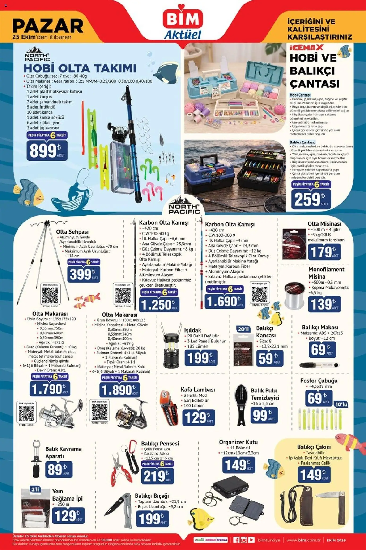 BİM - Katalog Pazar - 25 Ekim 2026 tarihinden itibaren geçerlidir | Sayfa: 5 | Ürünler: Kutu, Pil, Balık, Çanta