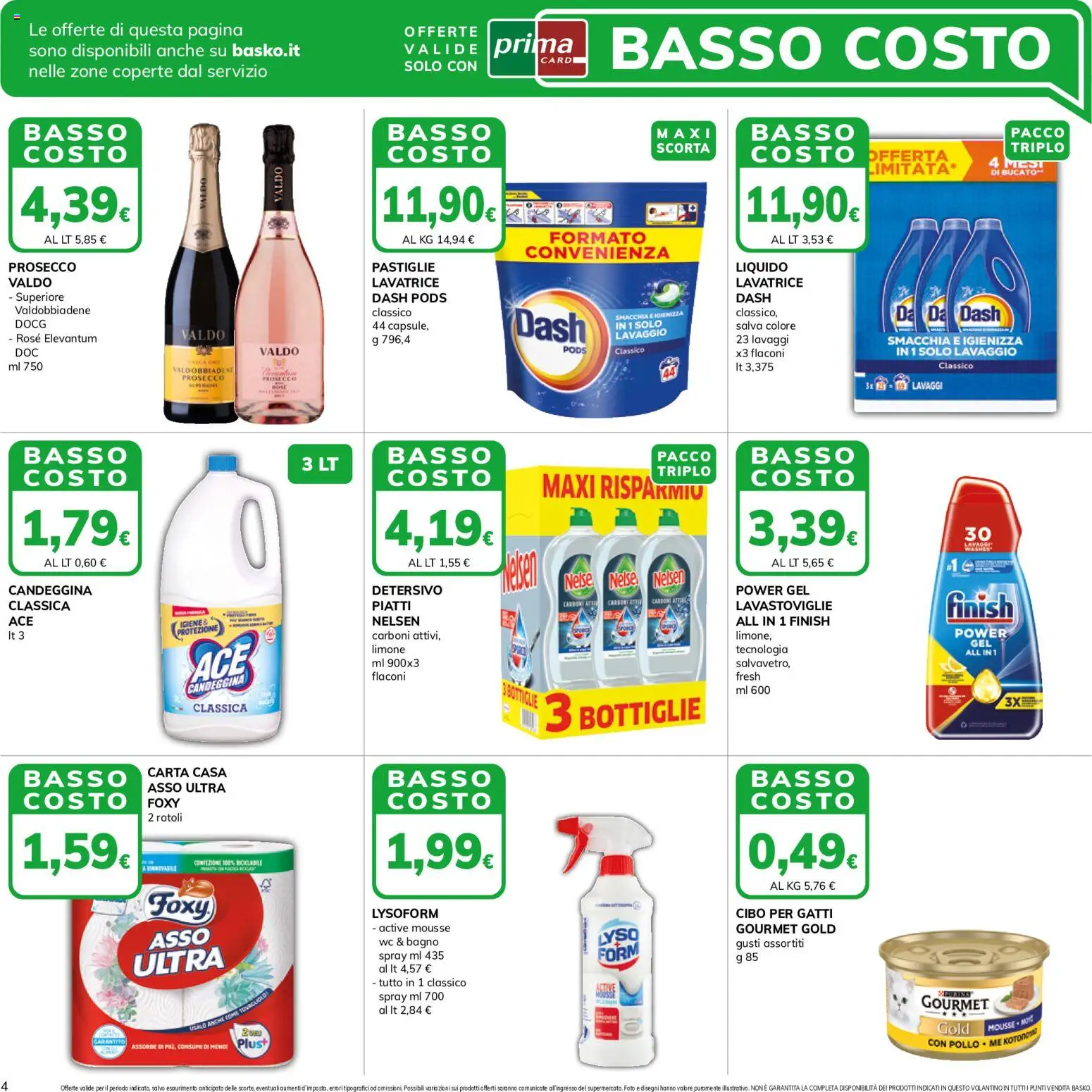 Volantino Basko del 16.06.2026 | Pagina: 4 | Prodotti: Candeggina, Limone, Lavatrice, WC