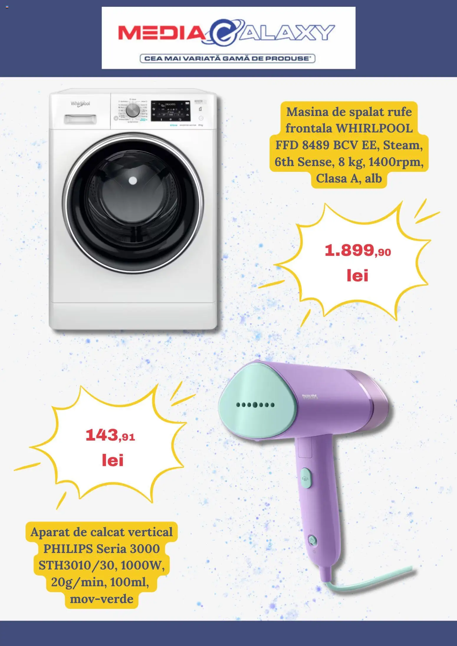 Noul catalog Media Galaxy – valabil de la 21.05.2026 | Pagină: 4 | Produse: Enginar, Aparat de călcat, Mașină De Spălat