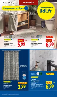 LIDL - Prévisualisation de Tapis de salle de bains, Ex. 100 % polyester. Le set au choix. valide à partir de 09/07/2026 | Page: 49 | Produits: Eponge, Douche, Tapis, Rideau