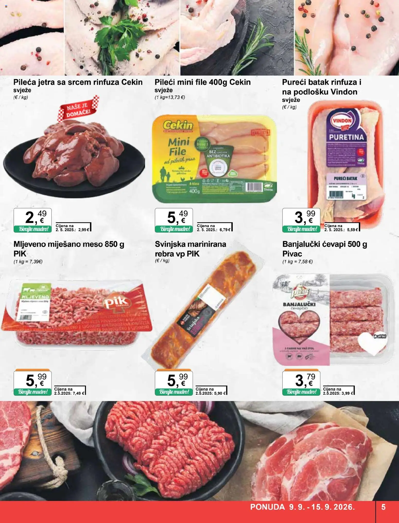 KTC katalog | vrijedi od 09.09.2026 | Stranica: 5 | Proizvodi: Puretina, File, Stol, Pileća jetra