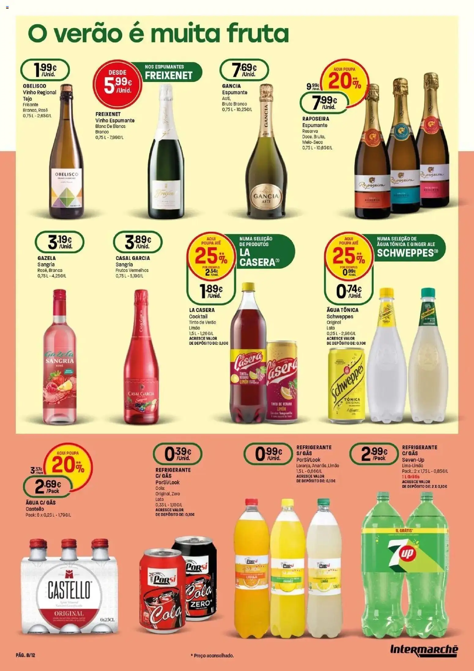 Intermarché - O melhor mundial serve-se em casa │ válido de 04.06.2026 | Página: 8 | Produtos: Agua, Refrigerante, Espumante, Vinho