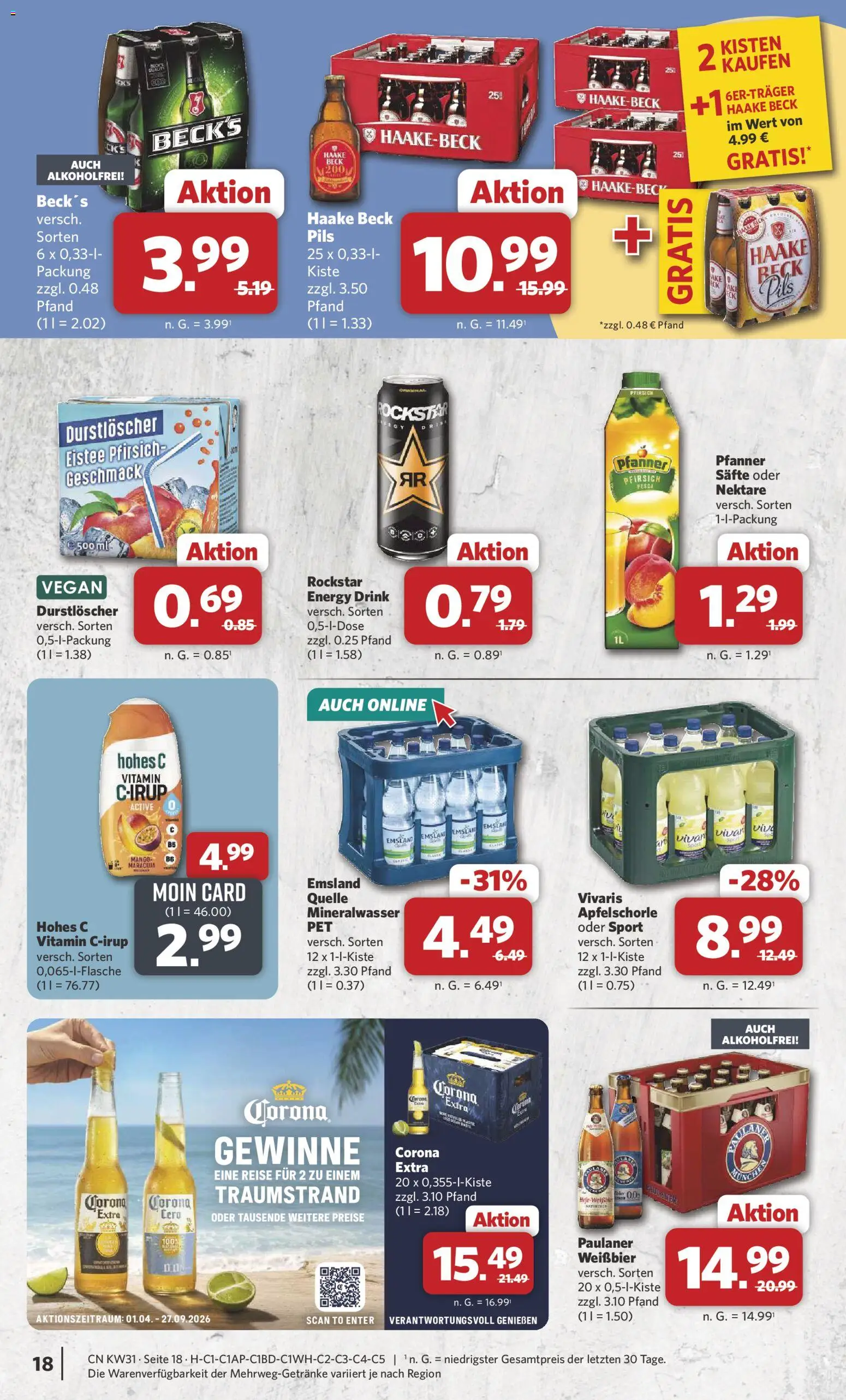 Combi Prospekt – gültig ab 27.07.2026 | Seite: 18 | Produkte: Energy, Weißbier, Rockstar, Mango