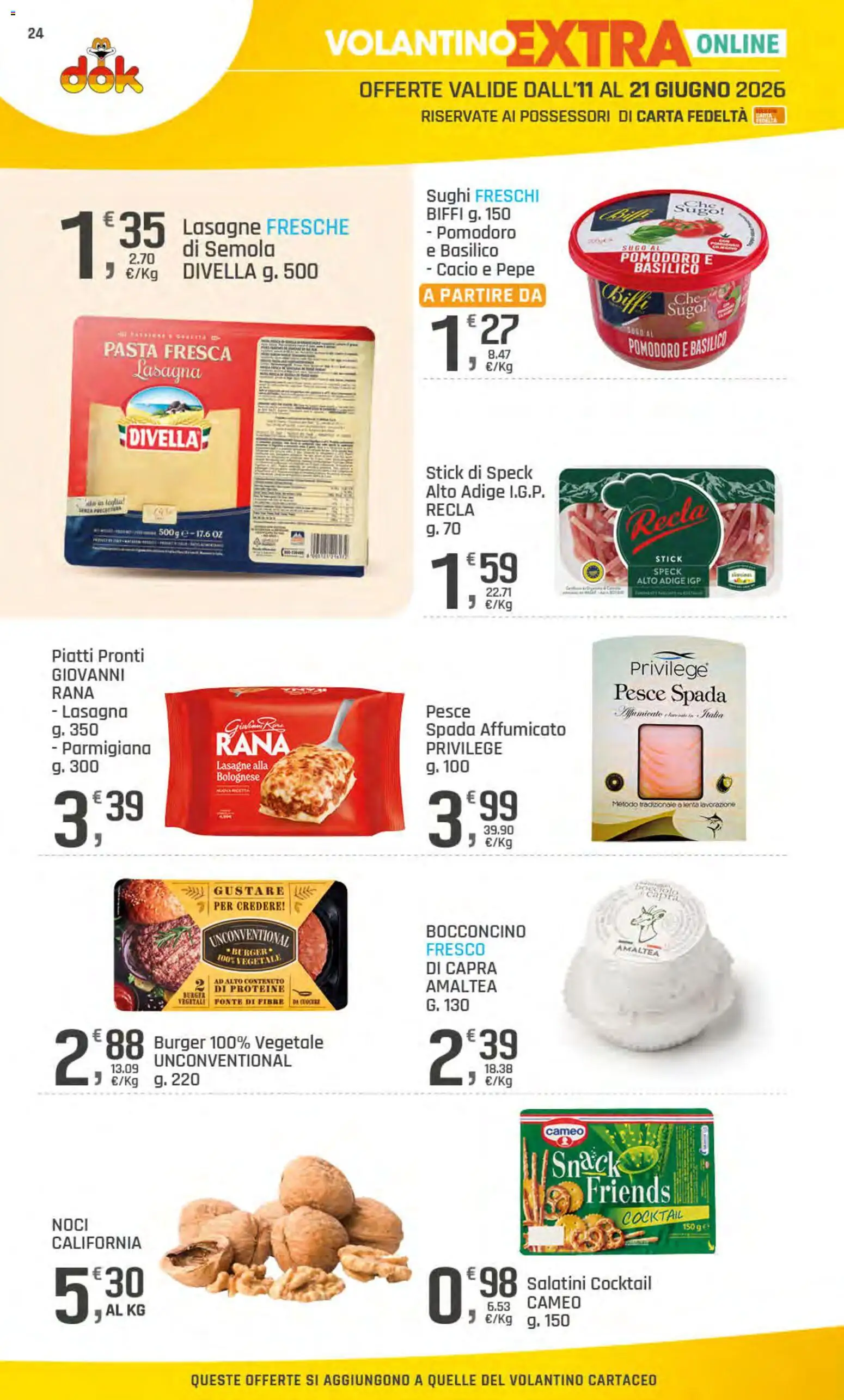 Volantino DOK del 11.06.2026 | Pagina: 25 | Prodotti: Salatini, Pasta, Noci, Pesce spada