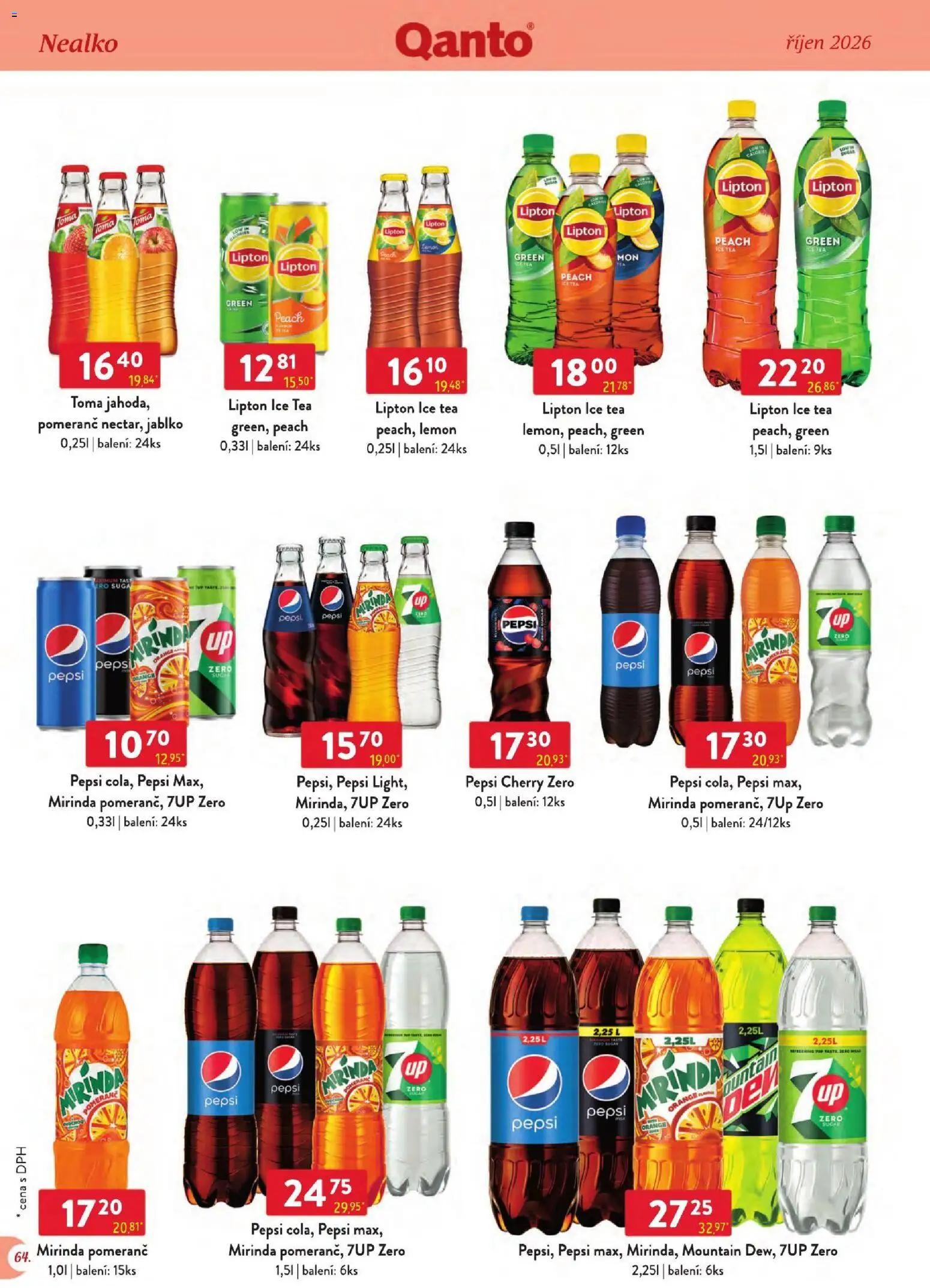 Astur & Qanto leták - Velkoobchod 10/2026 od 01.10.2026 | Strana: 64 | Produkty: Pepsi, Pepsi Zero, Mirinda, Ice tea