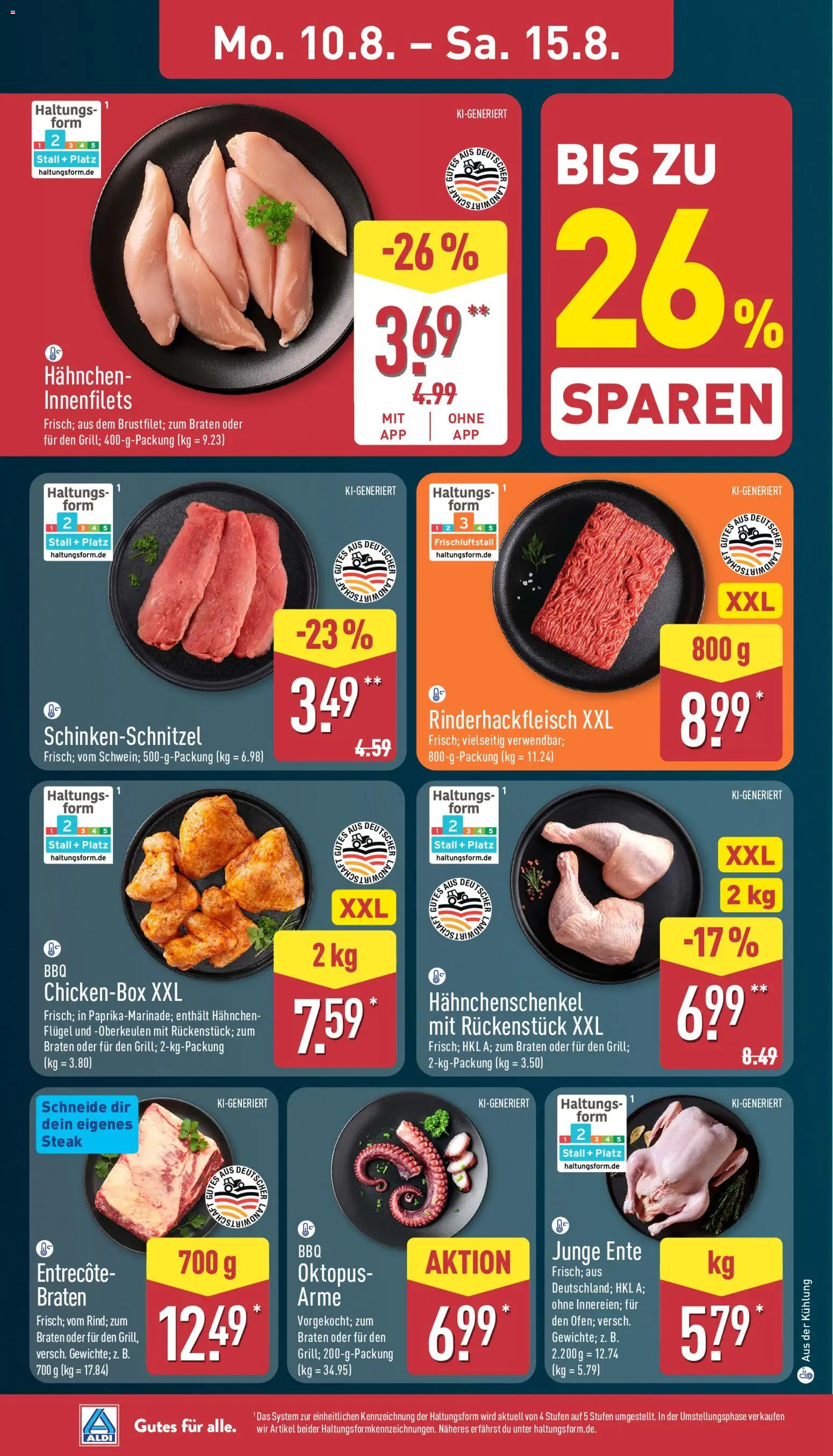 Aldi Prospekt – gültig ab 10.08.2026 | Seite: 6 | Produkte: Hahnchen, Box, Steak, Ente