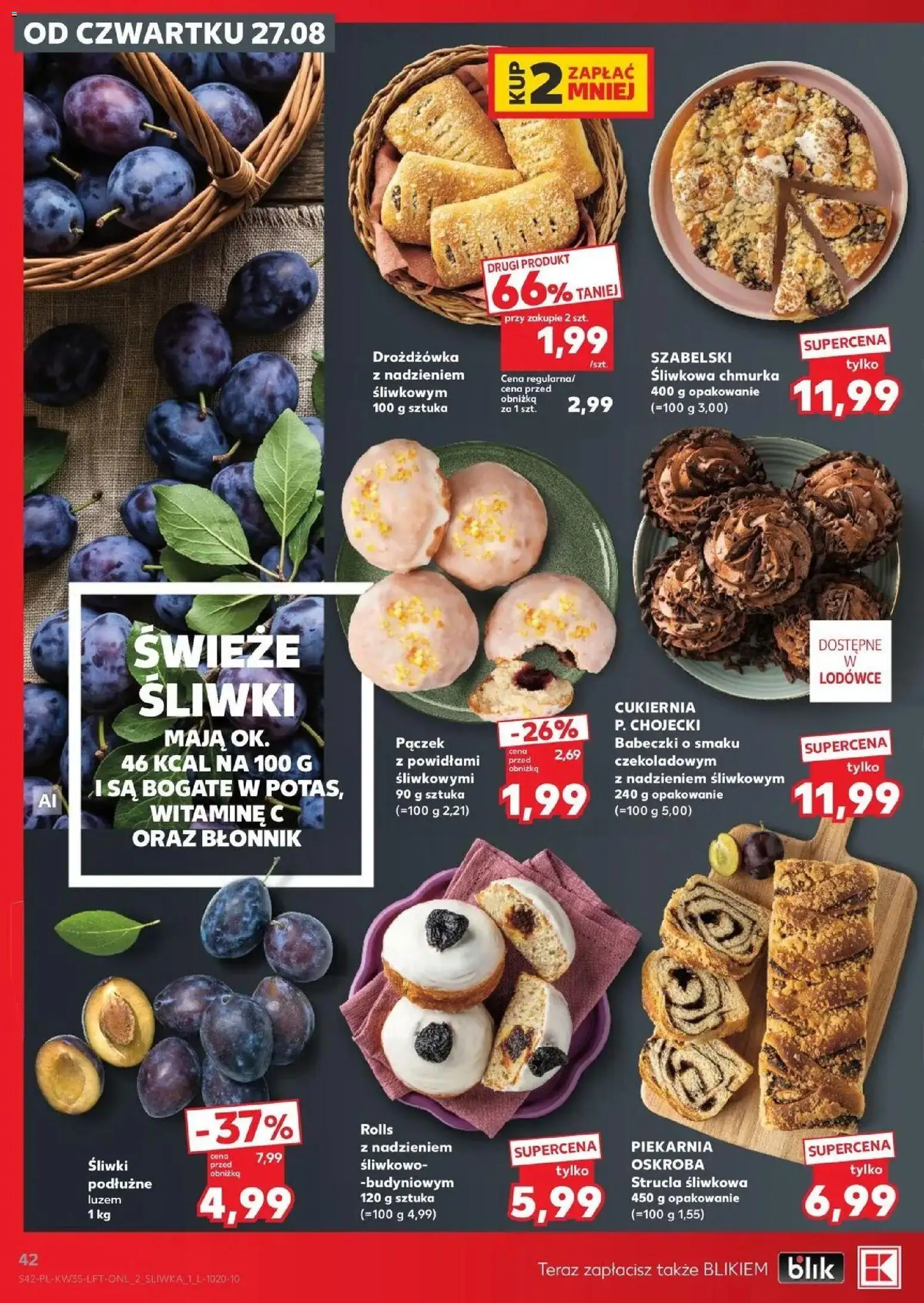Kaufland gazetka od 27.08.2026 - od jutra PDF | Strona: 42 | Produkty: Pączek, Błonnik, Śliwki, Babeczki