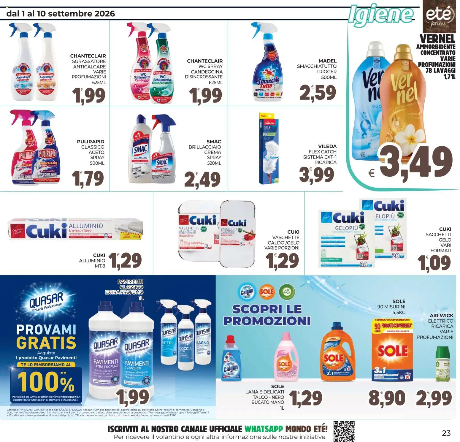 Volantino Eté del 01/09/2026 | Pagina: 23 | Prodotti: Porta, Ammorbidente, Talco, Bagno
