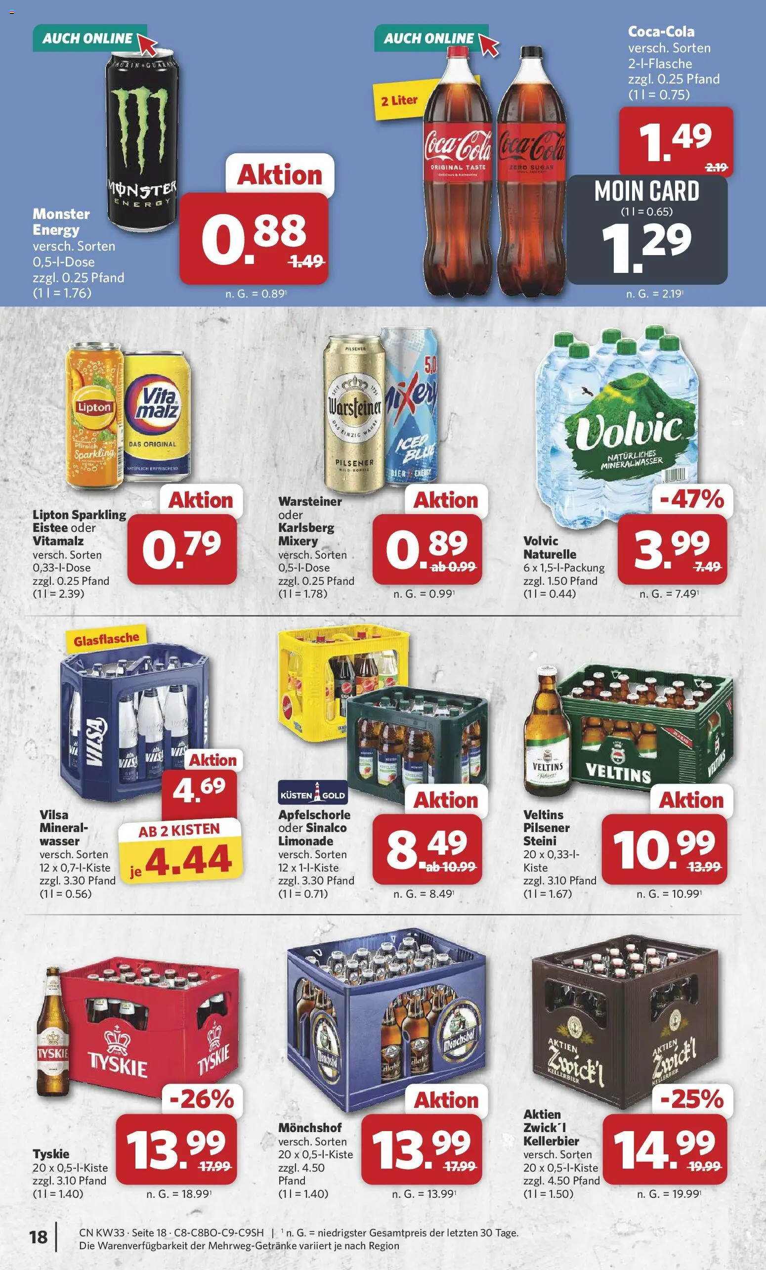 Combi Prospekt – gültig ab 10.08.2026 | Seite: 22 | Produkte: Sinalco, Energy, Pfirsich, Volvic