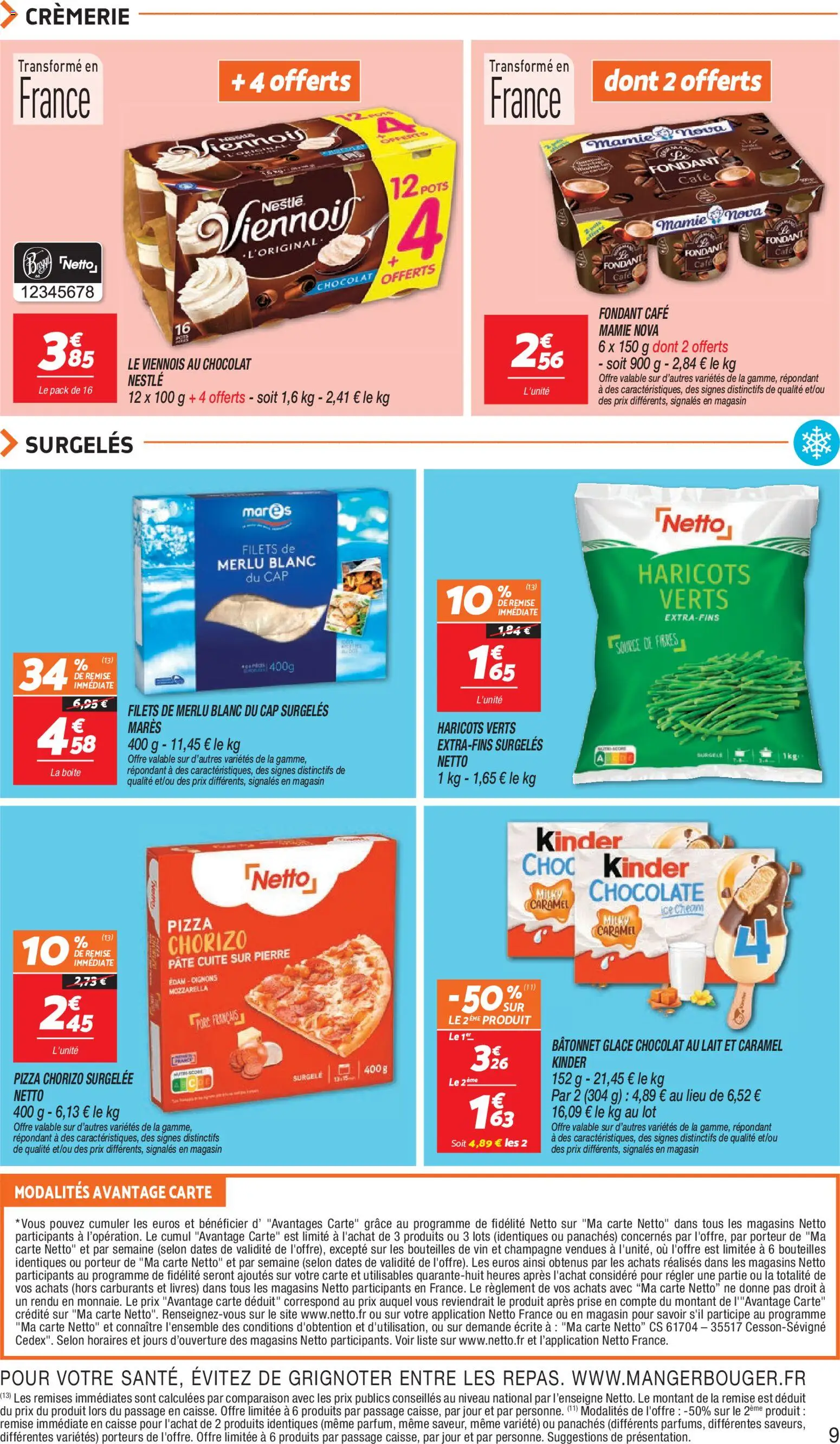 {H1} | Page: 9 | Produits: Glace, Prise, Pâte, Chocolat au lait