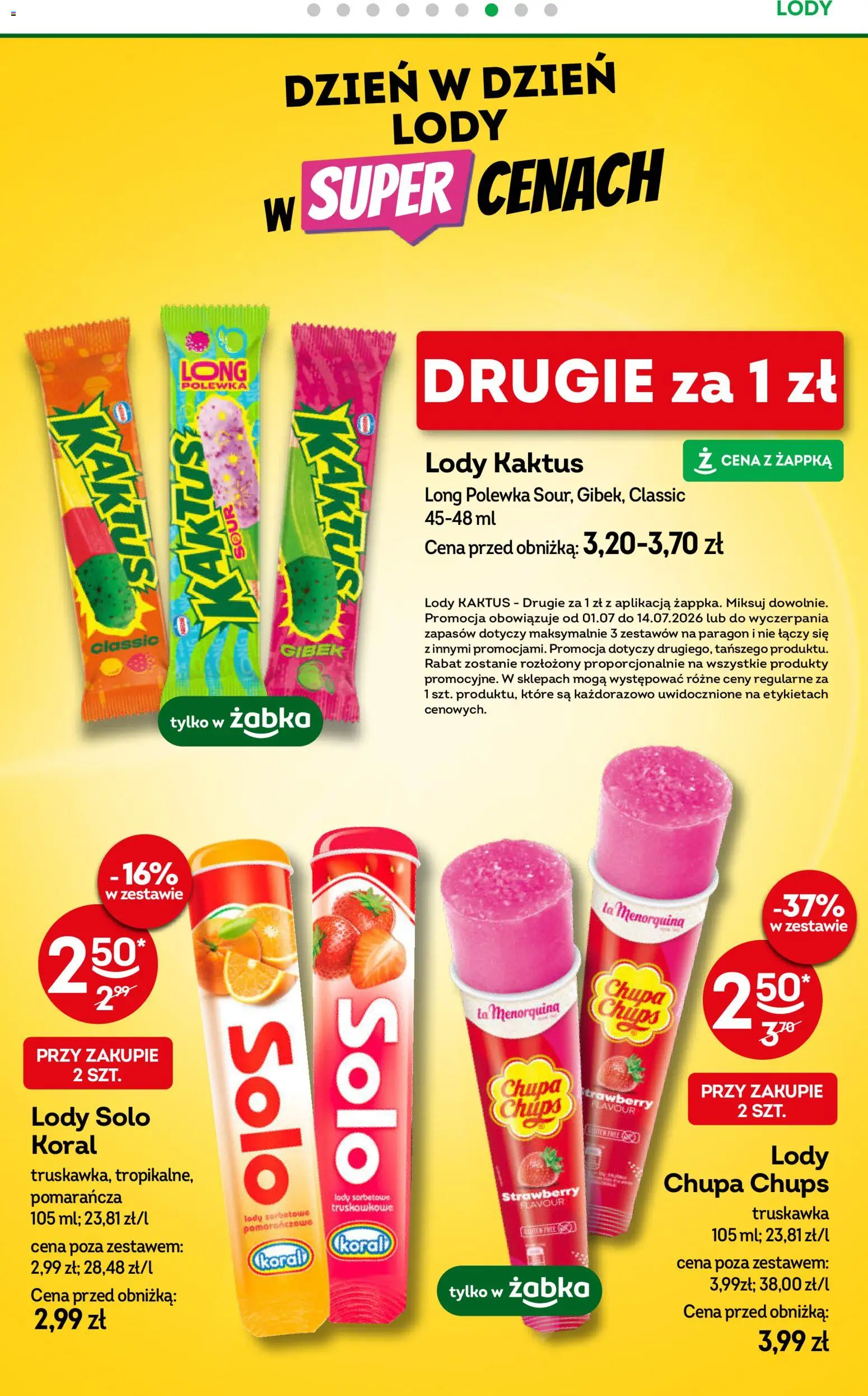 Żabka gazetka od 01.07.2026 | Strona: 38 | Produkty: Lody Kaktus, Lody
