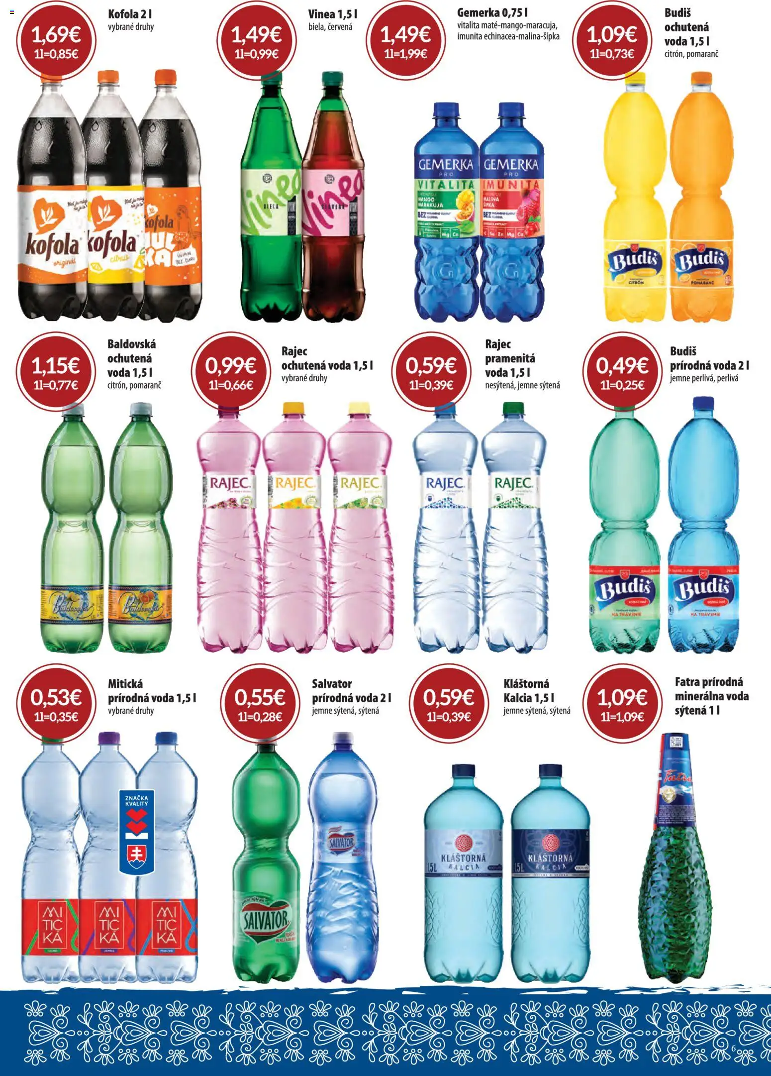 Nové CBA Verex akcie – leták je platný od 02.07.2026 | Strana: 6 | Produkty: Rajec, Kofola, Minerálna voda, Gemerka