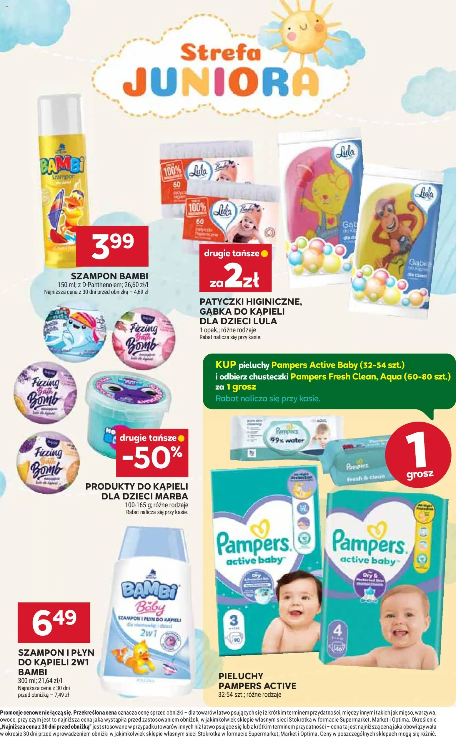 Stokrotka gazetka - Market od 29.10.2026 | Strona: 39 | Produkty: Chusteczki, Płyn do kąpieli, Szampon, Chusteczki pampers
