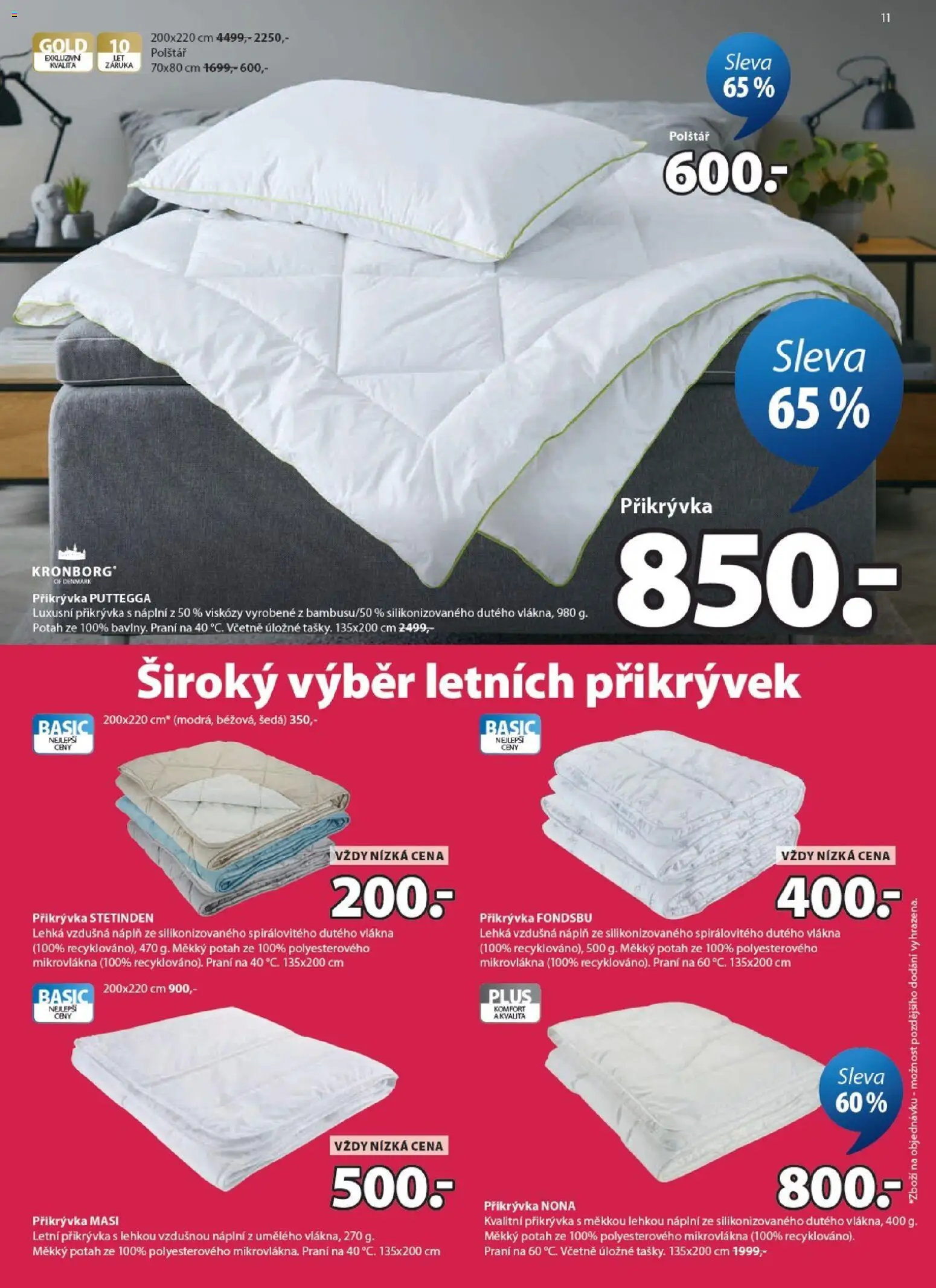 JYSK leták - Výprodej od 10.06.2026 | Strana: 11 | Produkty: Polštář, Přikrývka