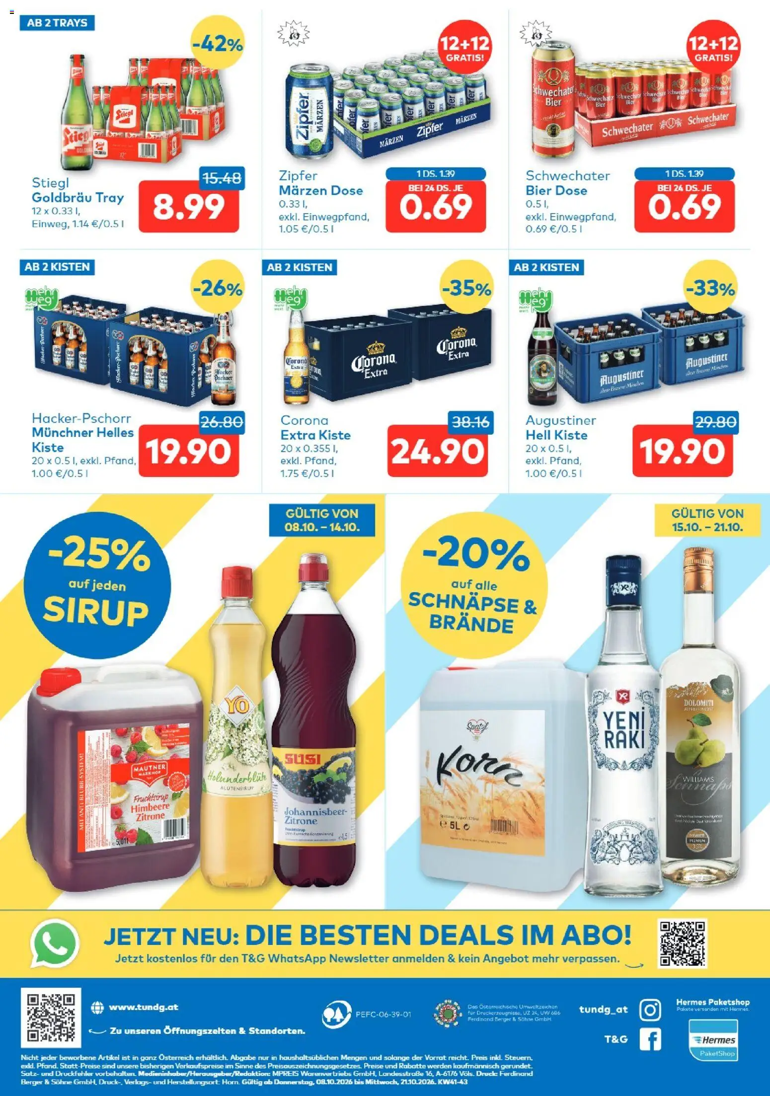 T&G Salzburg gültig ab 08.10.2026 | Seite: 8 | Produkte: Zitrone, Himbeere, Corona Extra, Bier