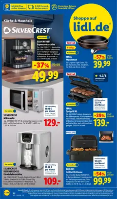 SILVERCREST Mikrowelle, Typ „SMWEDS 900 A1“. 12 Automatikprogramme inkl. Grill- und Auftaufunktion. Ca. 50 x 29,3 x 48,9 cm. 2.150 W. Je Stück ab 10.08.2026 gültig | Seite: 44