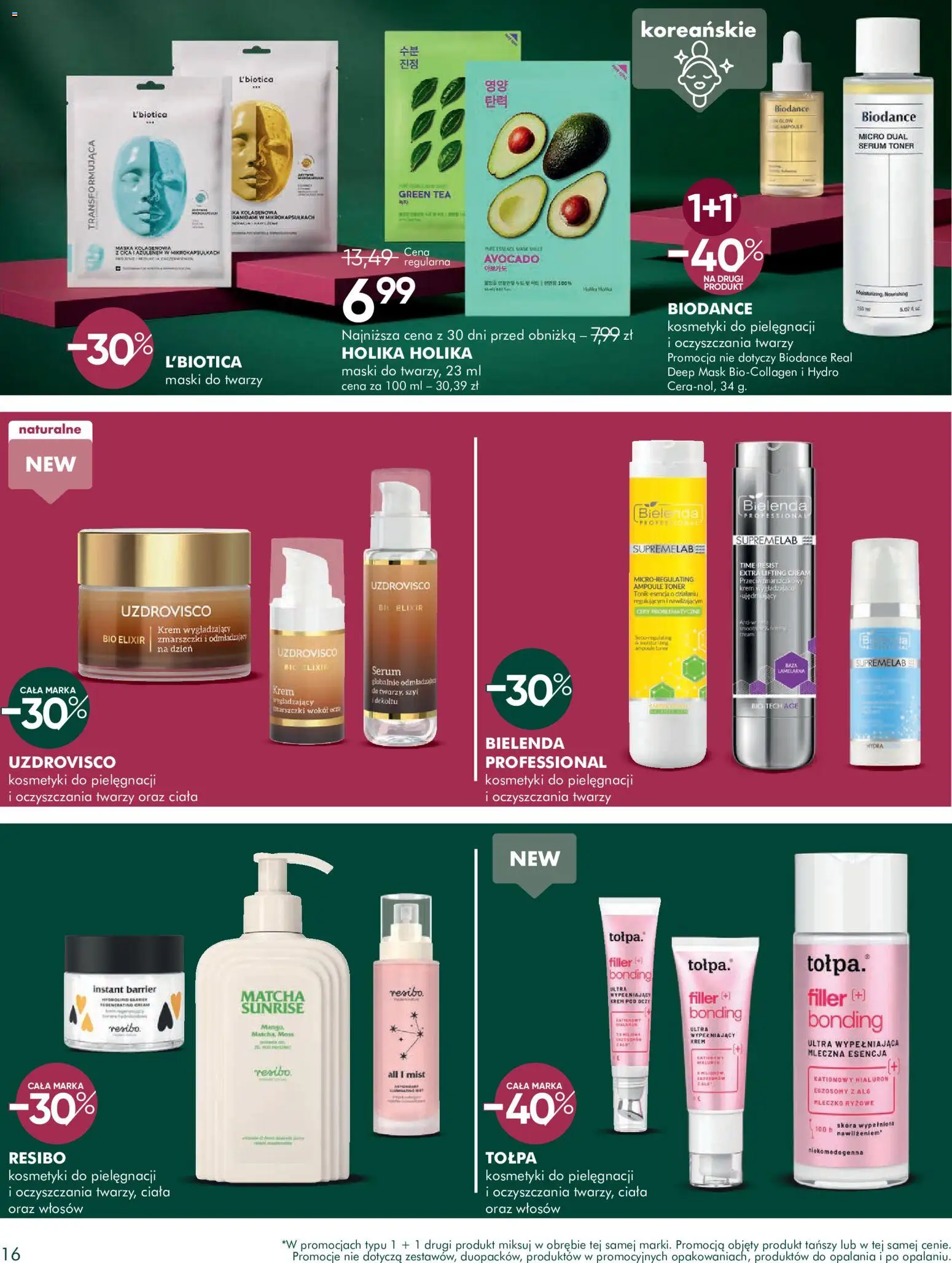 Super-pharm gazetka od 19.09.2026 | Strona: 16 | Produkty: Kosmetyki, Bielenda, Matcha, Maski