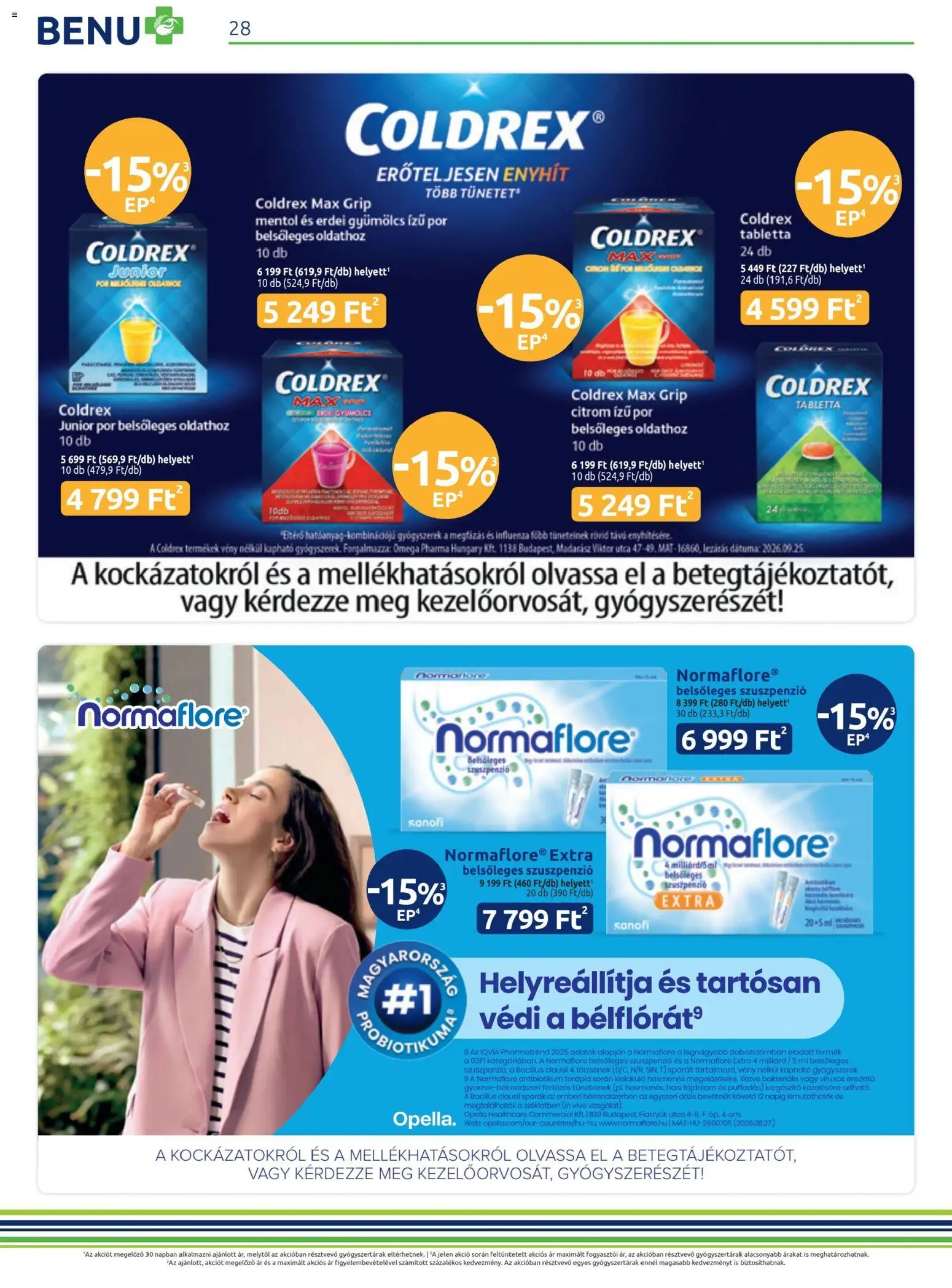 BENU Gyógyszertárak akciós ujság - amely érvényes a következő dátumtól: 2026.11.01. | Oldal: 28 | Termékek: Normaflore, Tabletta, Omega, Citrom