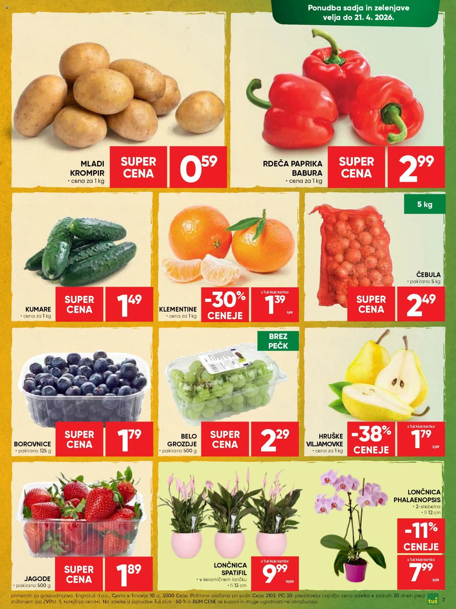 Novi Tuš katalog ponudbe – veljaven od 15.04.2026 | Stran: 7 | Izdelki: Paprika, Jagode, Krompir, Cebula
