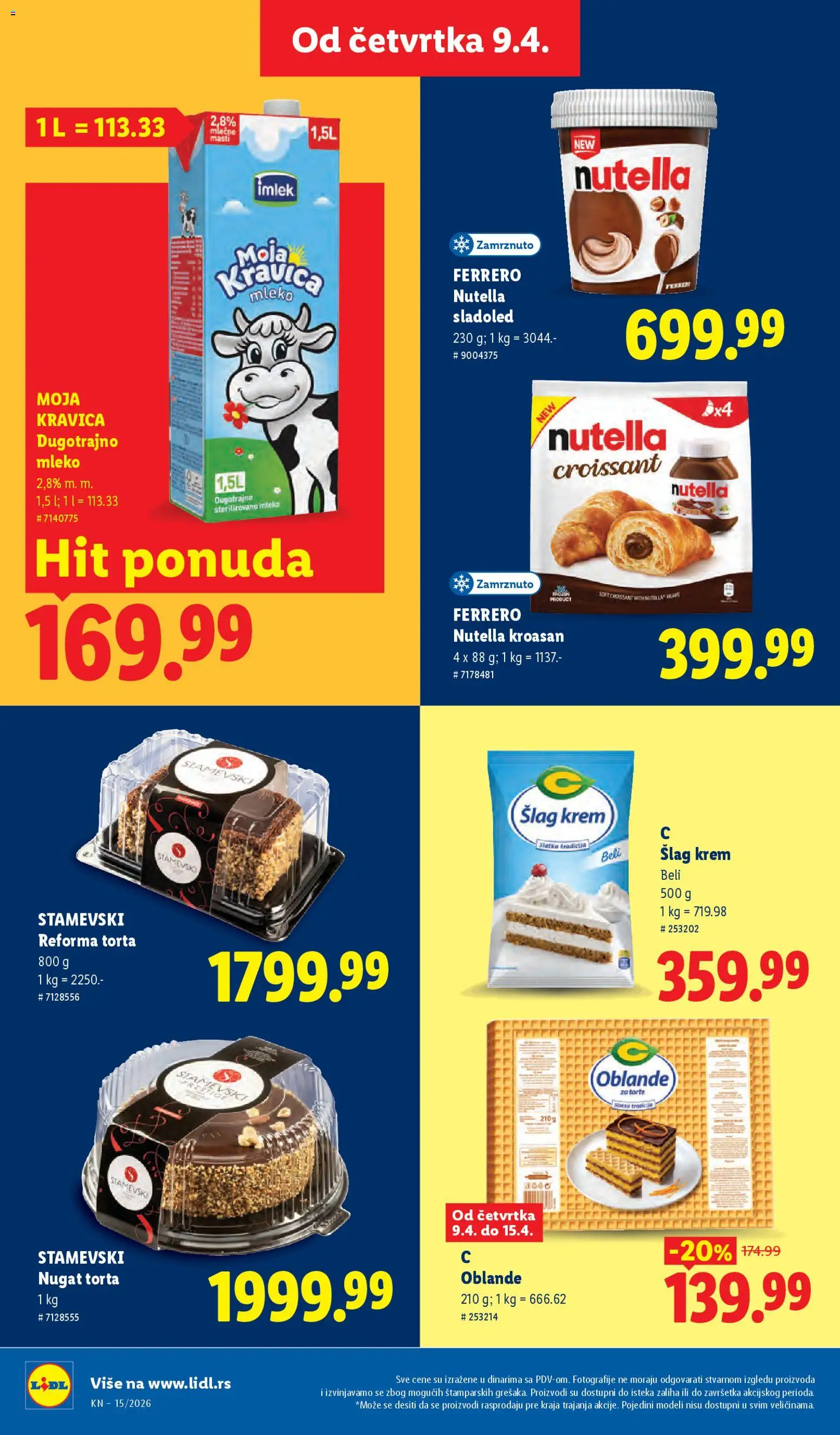 Lidl katalog - važi od 09.04.2026 | Strana: 32 | Proizvode: Sladoled, Kroasan, Nutella, Torta