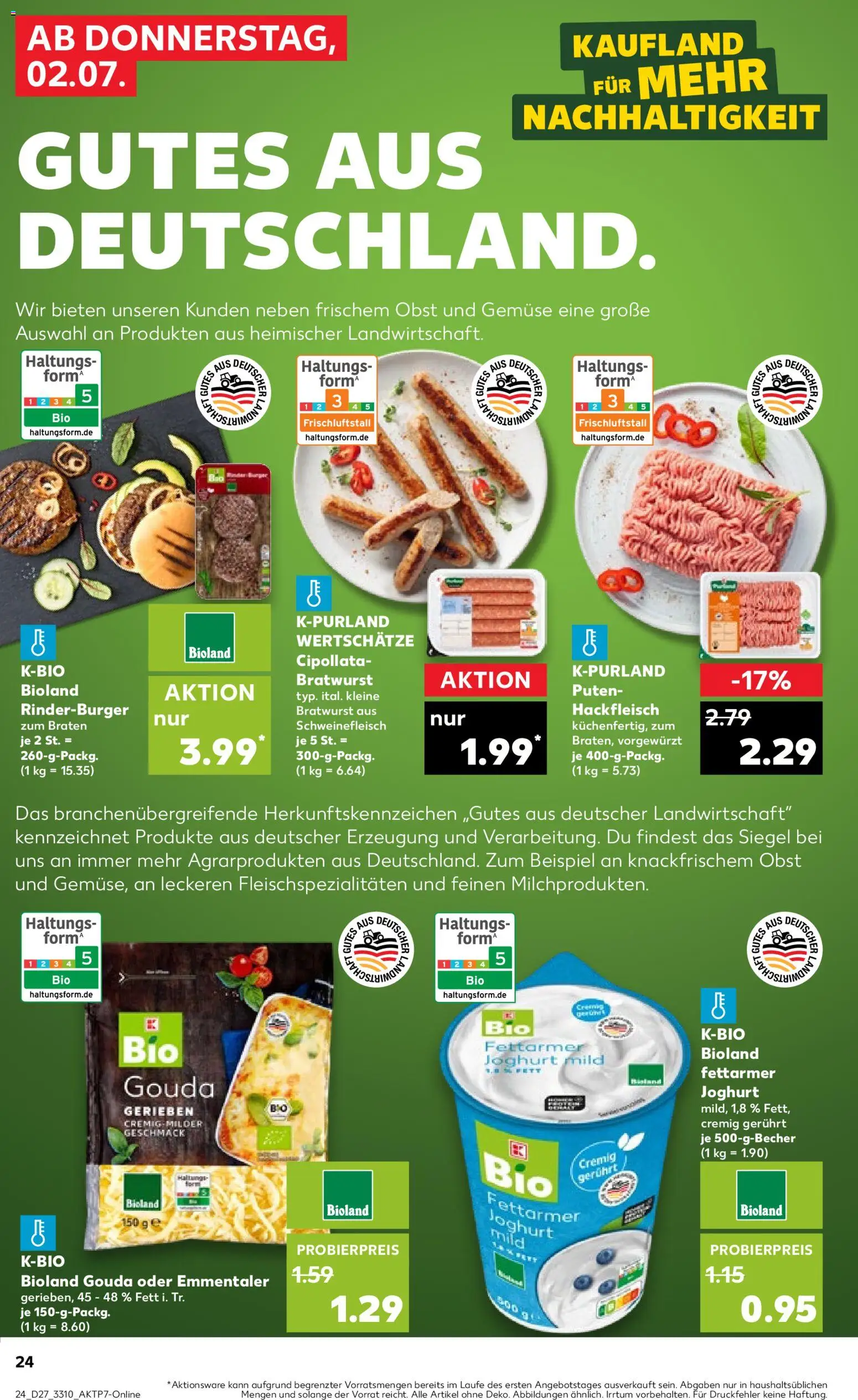 Kaufland Prospekt Zeitz – gültig ab 02.07.2026 | Seite: 24 | Produkte: Gouda, Bratwurst, Gemüse, Hackfleisch