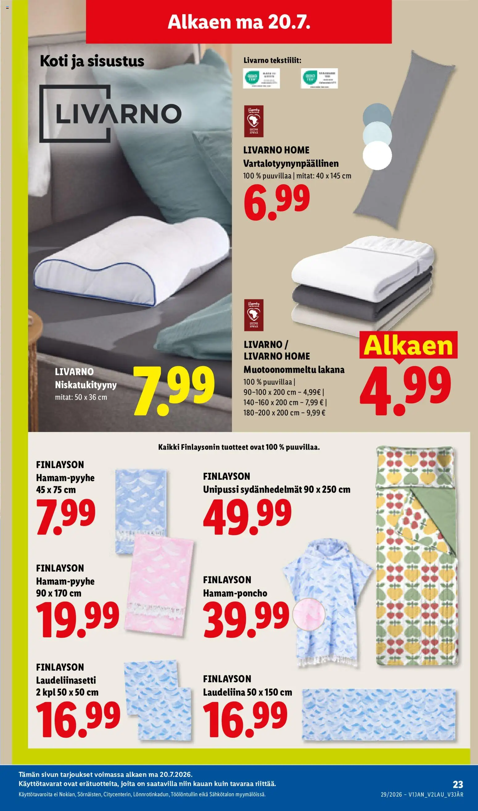 Lidl tarjoukset – voimassa 16/07/2026 alkaen | Sivu: 31 | Tuotteet: Poncho, Lakana