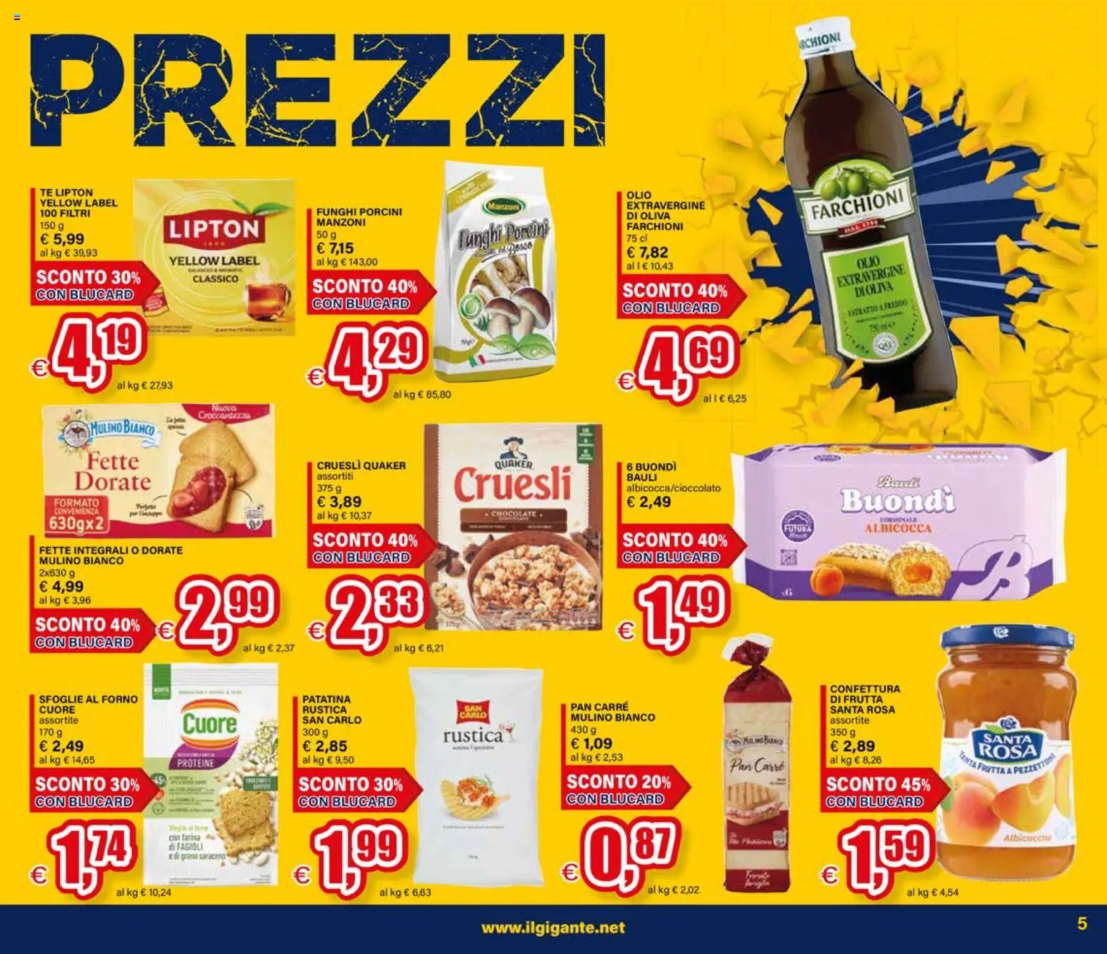 Volantino Il Gigante del 12/10/2026 | Pagina: 5 | Prodotti: Tè, Fagioli, Frutta, Olio
