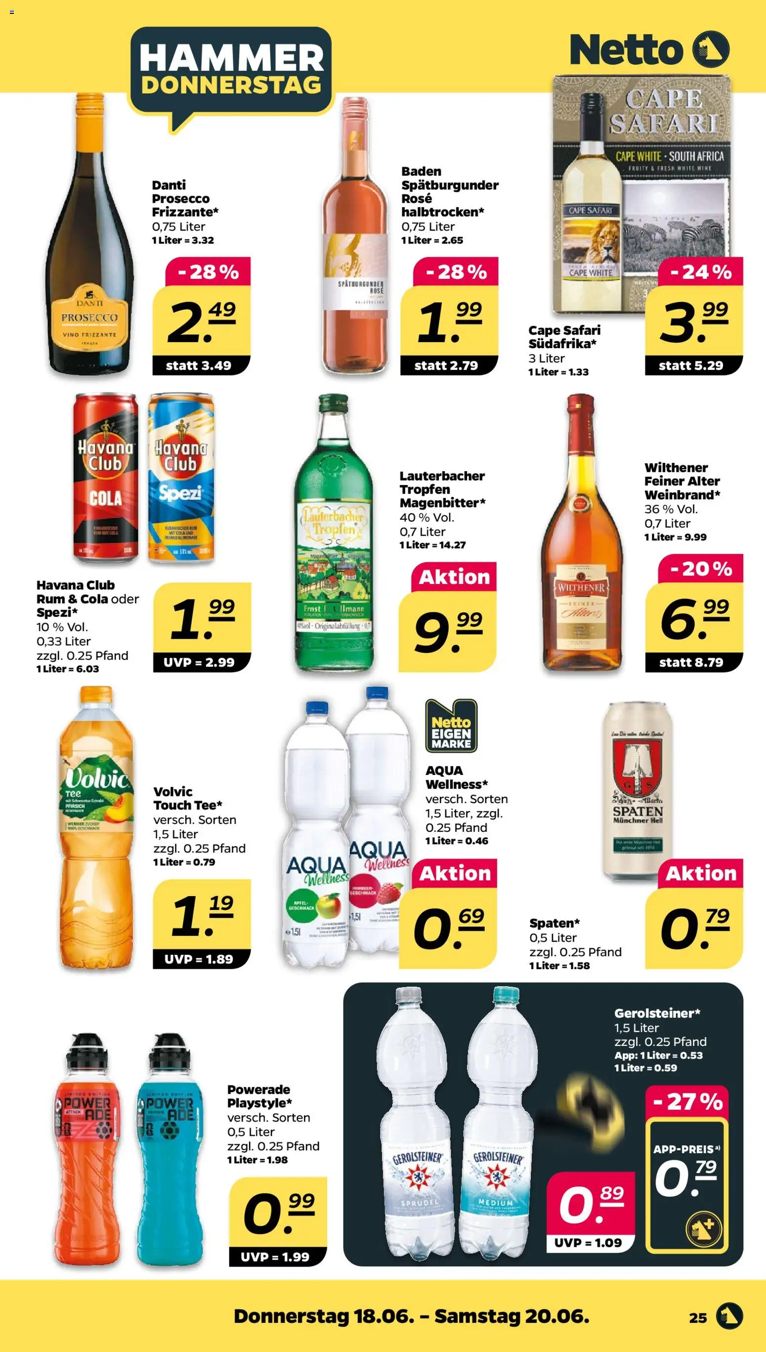 Netto Prospekt – gültig ab 15.06.2026 | Seite: 29 | Produkte: Cola, Prosecco, Powerade, Gerolsteiner