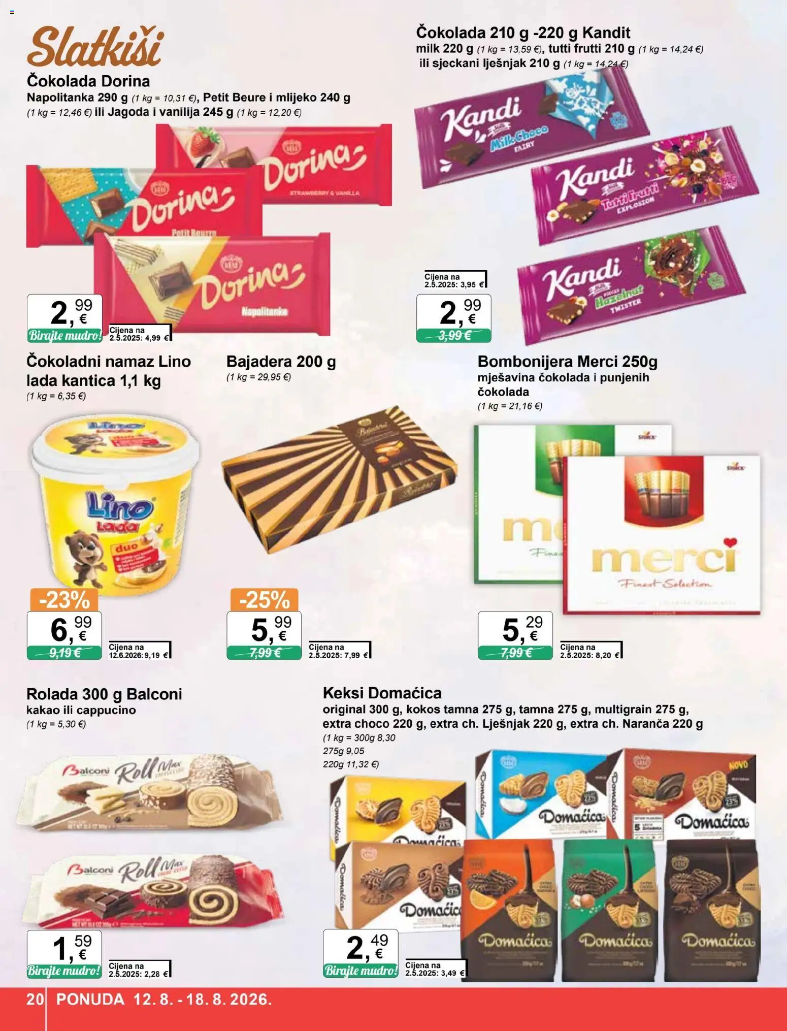 KTC katalog | vrijedi od 12.08.2026 | Stranica: 20 | Proizvodi: Dorina, Keksi, Čokolada, Namaz