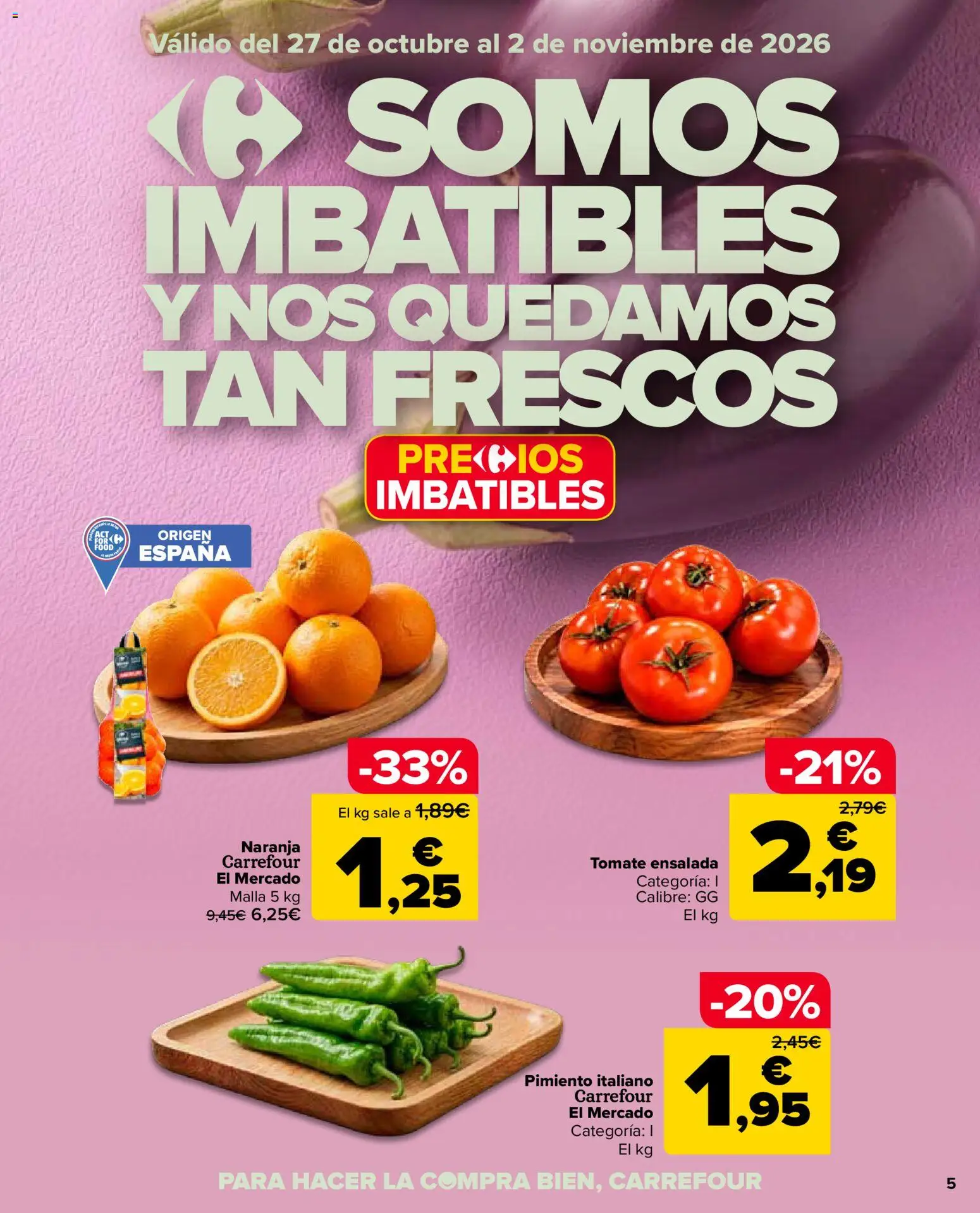 Carrefour Market folleto │ válido desde el 27/10/2026 | Página: 5 | Productos: Tomate, Pimiento, Ensalada