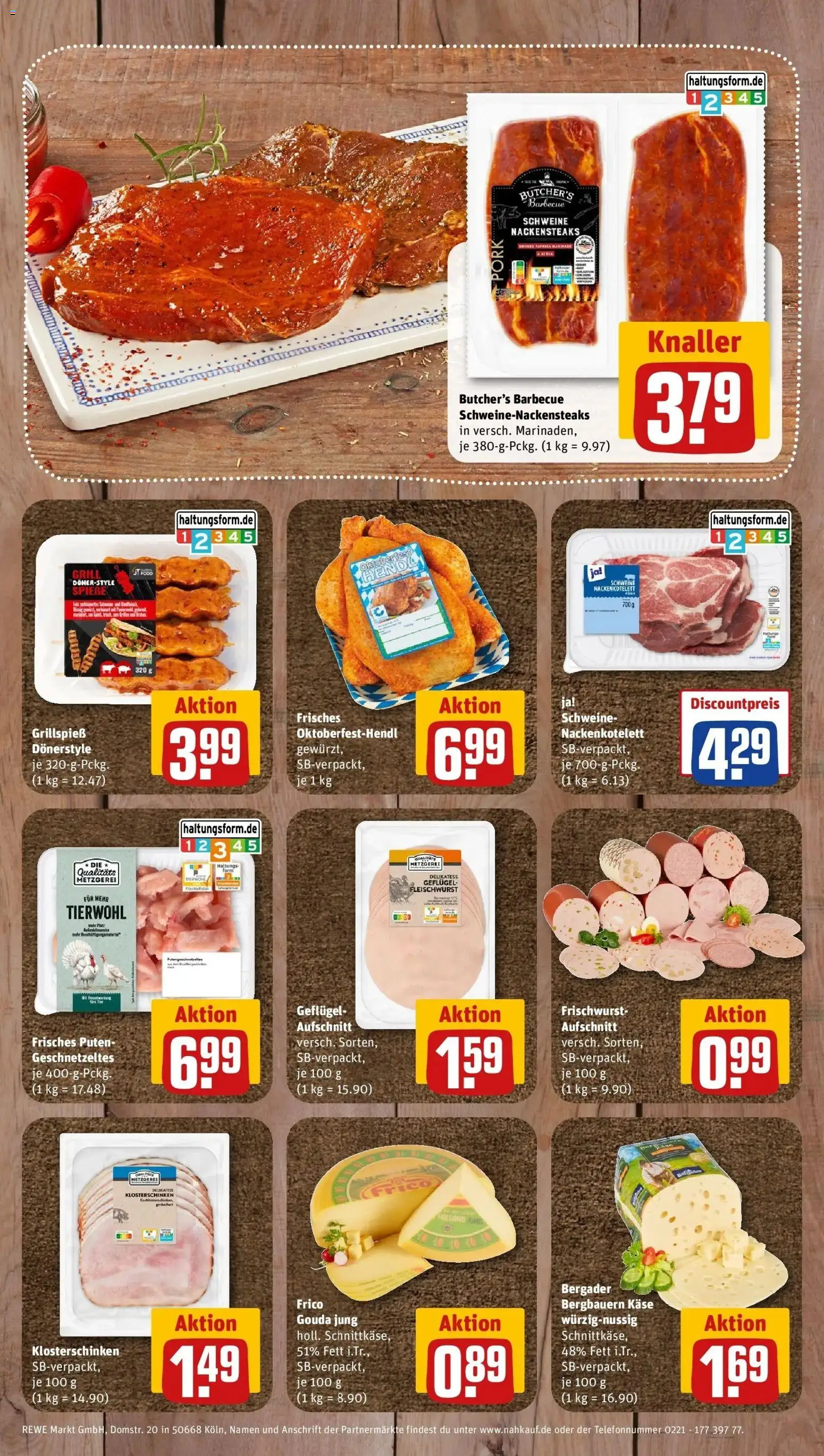 REWE Prospekt ab 21.09.2026 zum Blättern » Angebote | Seite: 8 | Produkte: Nackensteaks, Käse, Gouda, Paprika