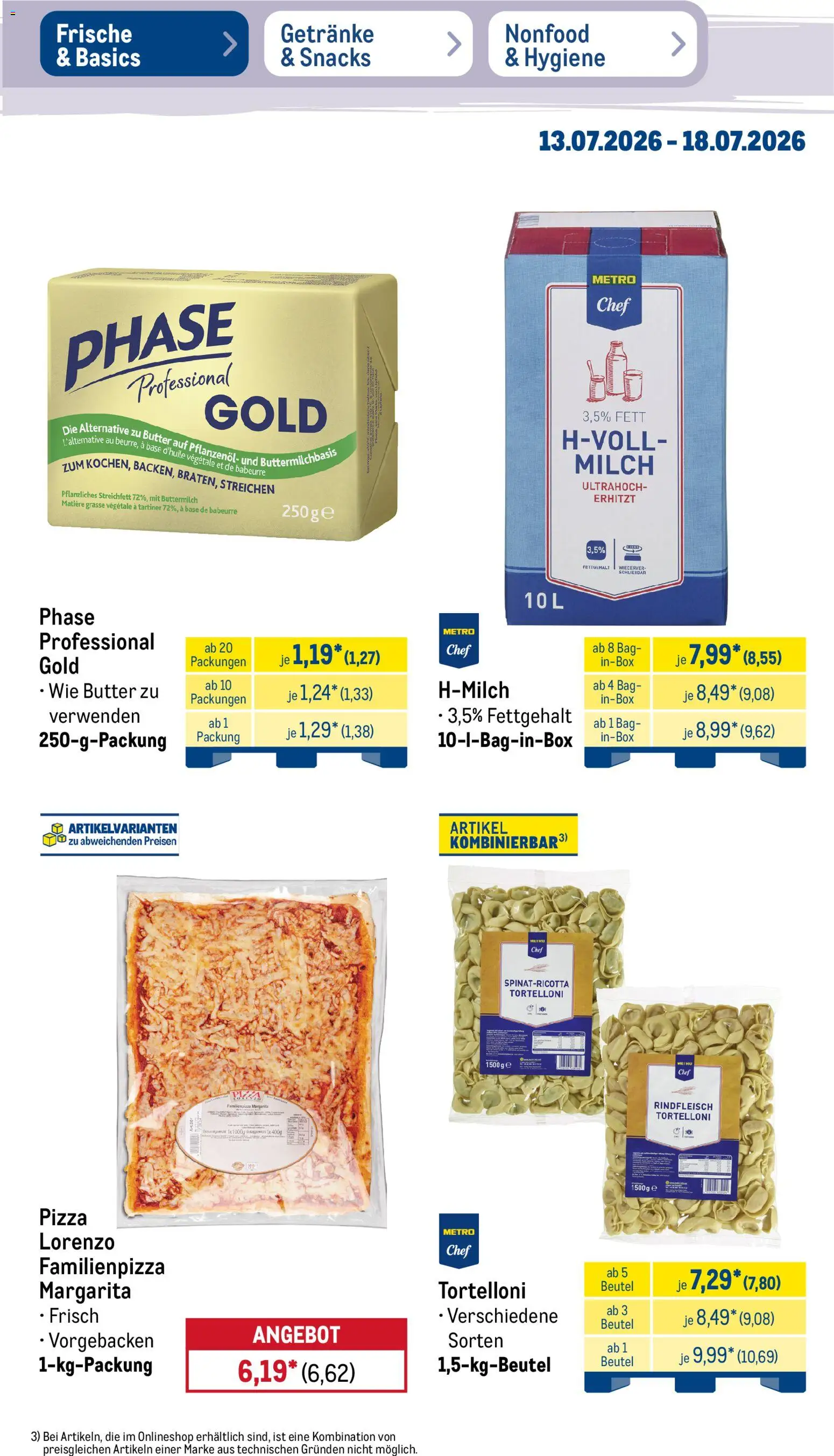 Metro NonFood-Angebote – gültig ab 13.07.2026 | Seite: 46 | Produkte: Buttermilch, Milch, Butter, Pizza
