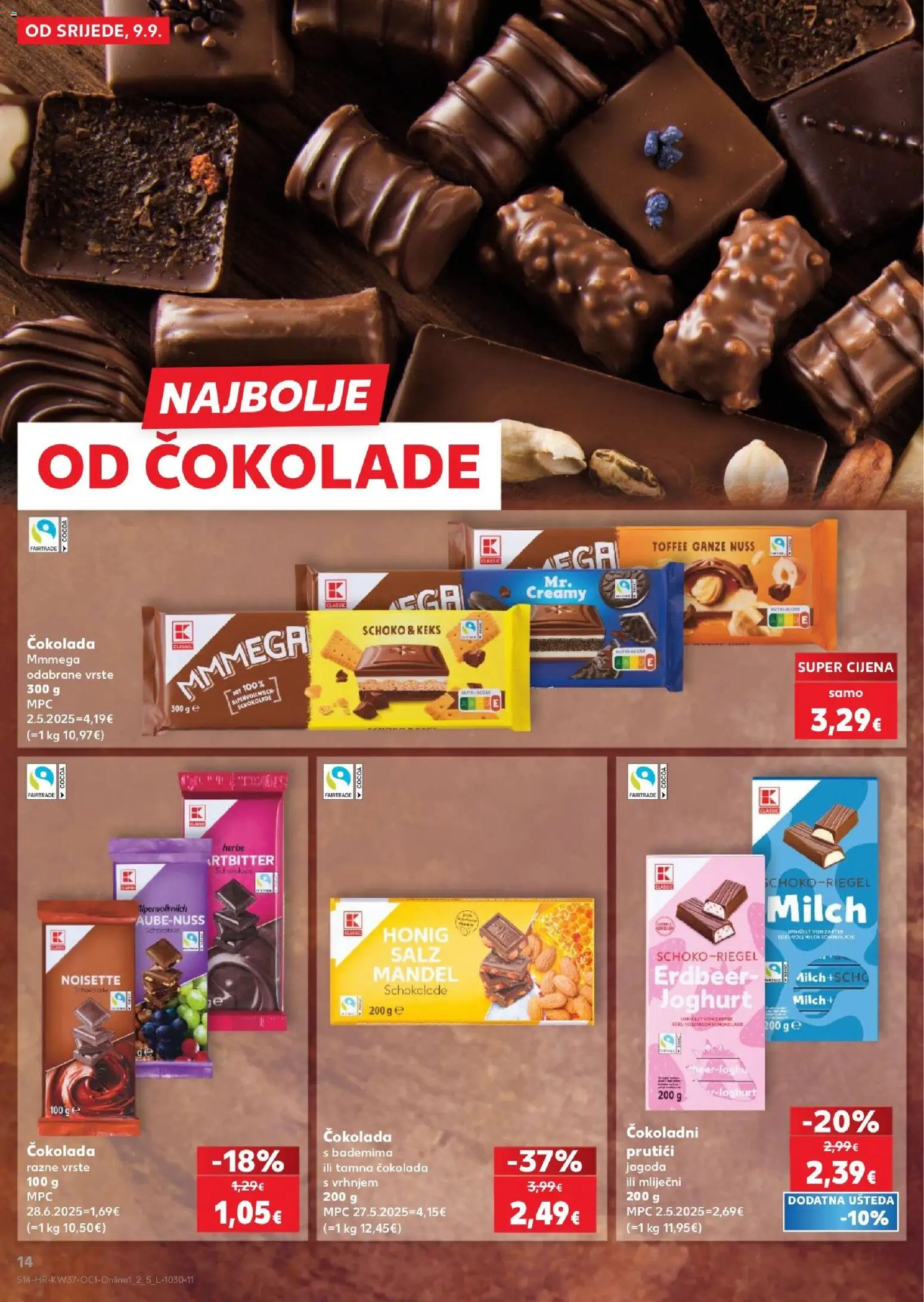 Kaufland katalog | vrijedi od 09.09.2026 | Stranica: 14 | Proizvodi: Čokolada, Keks, Tamna čokolada